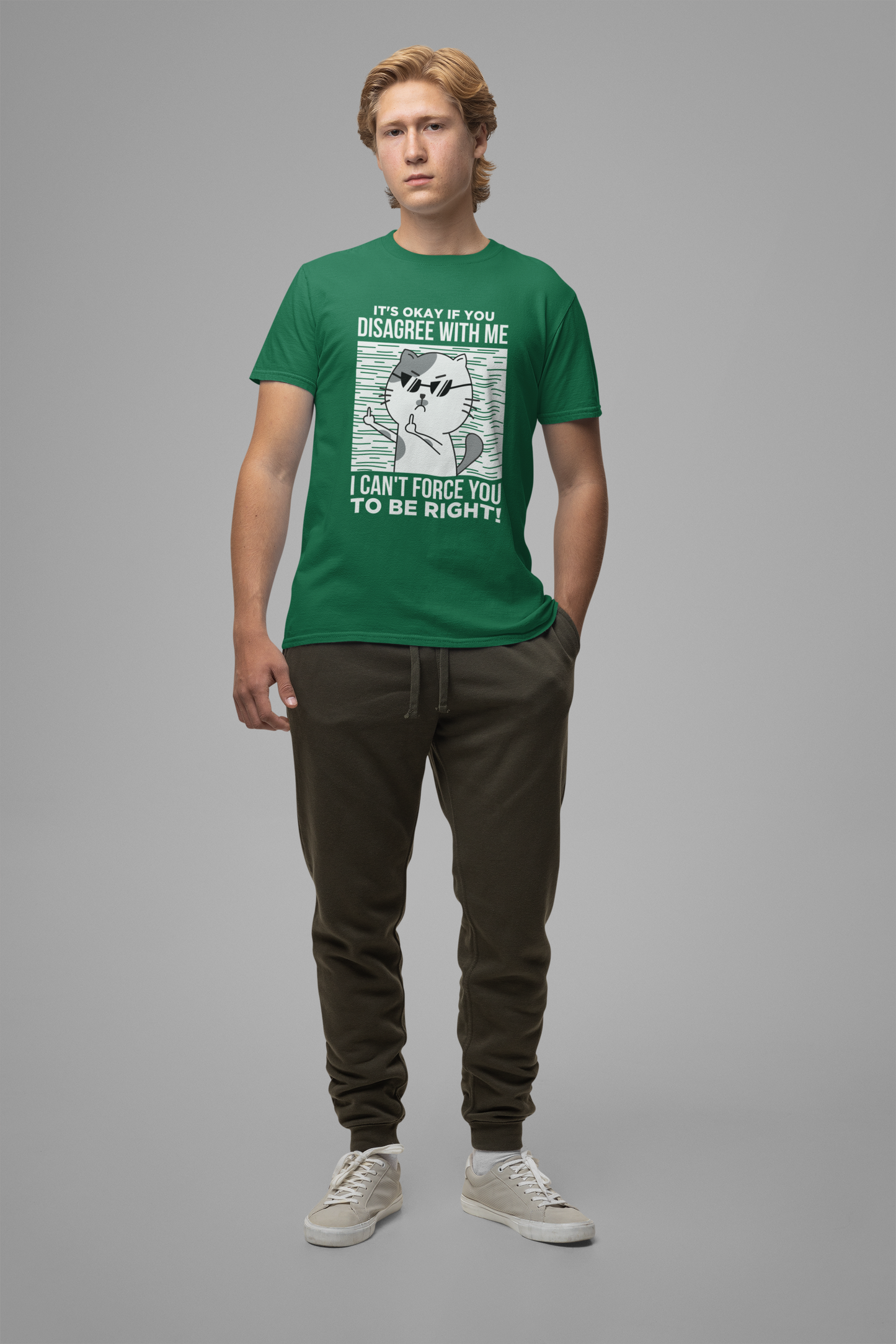 It’s Okay If You Disagree With Me T-Shirt – Angry Cat With Glasses Funny Quote Graphic Tee