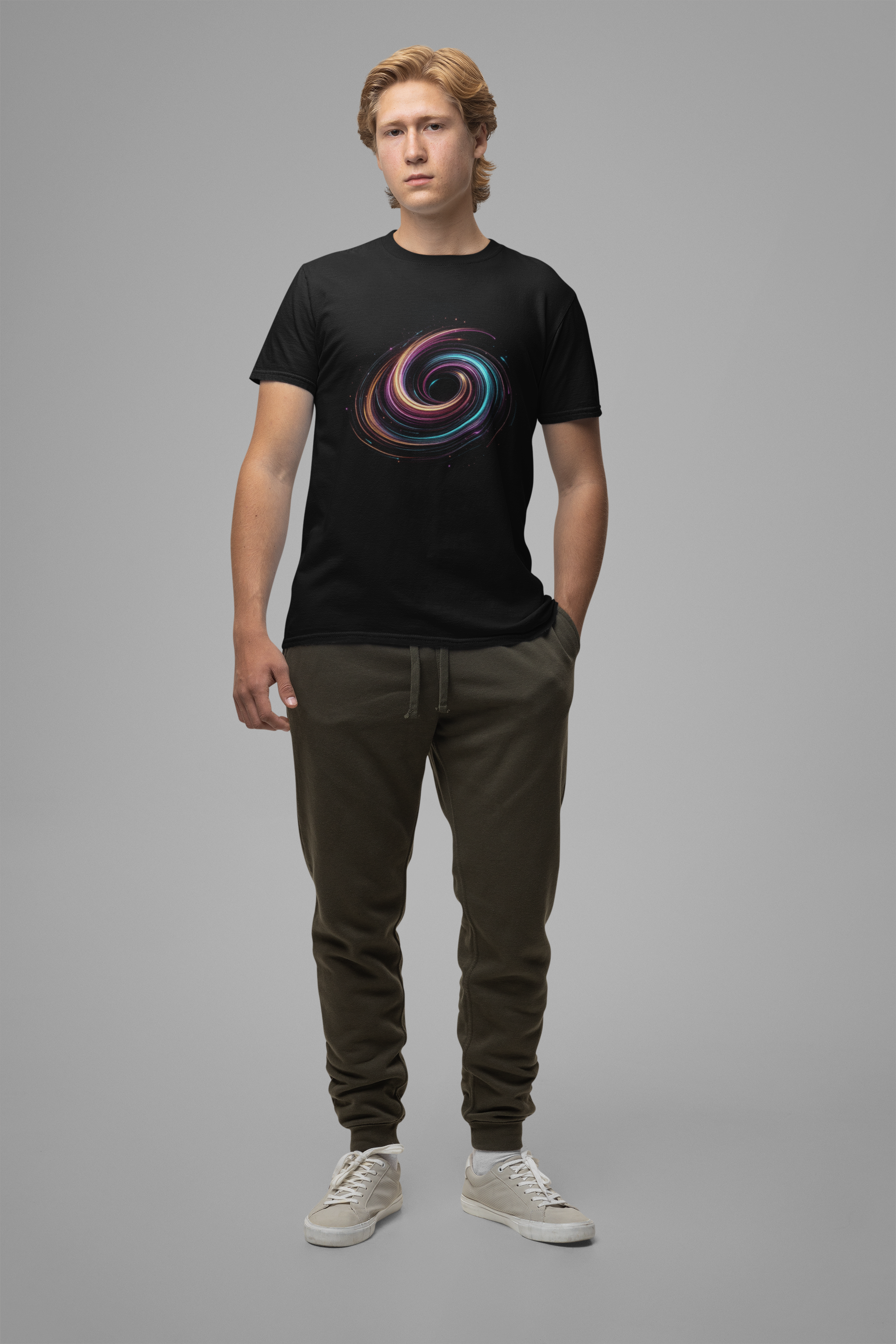 Neon Swirls – Vibrant Abstract Glow Graphic T-Shirt