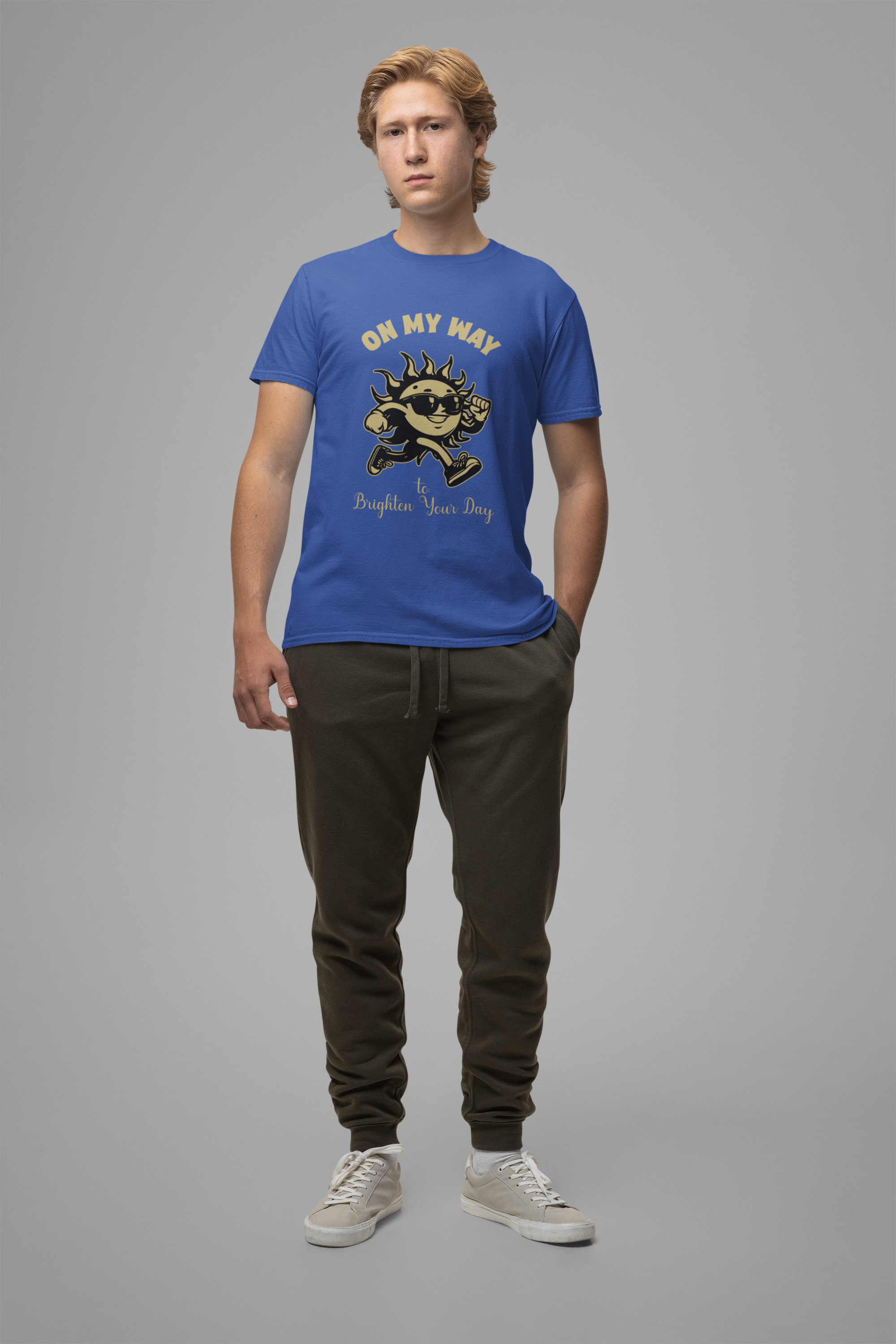 On My Way to Brighten Your Day T-Shirt – Fun Running Sun Graphic Tee
