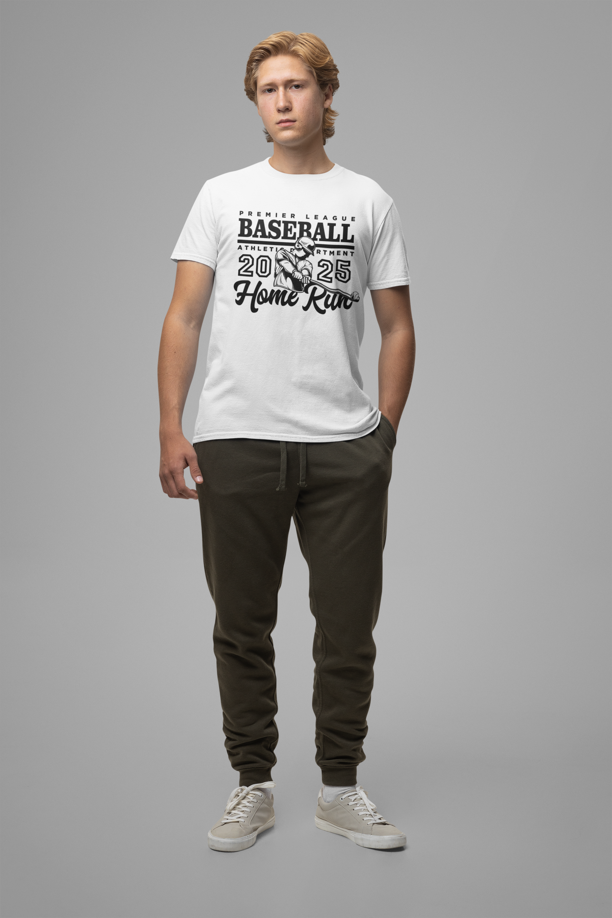 Baseball tshirt - Premier League Basebal l2025 HomeRun Tshirt Baseball Player Graphic with Bold Text Background