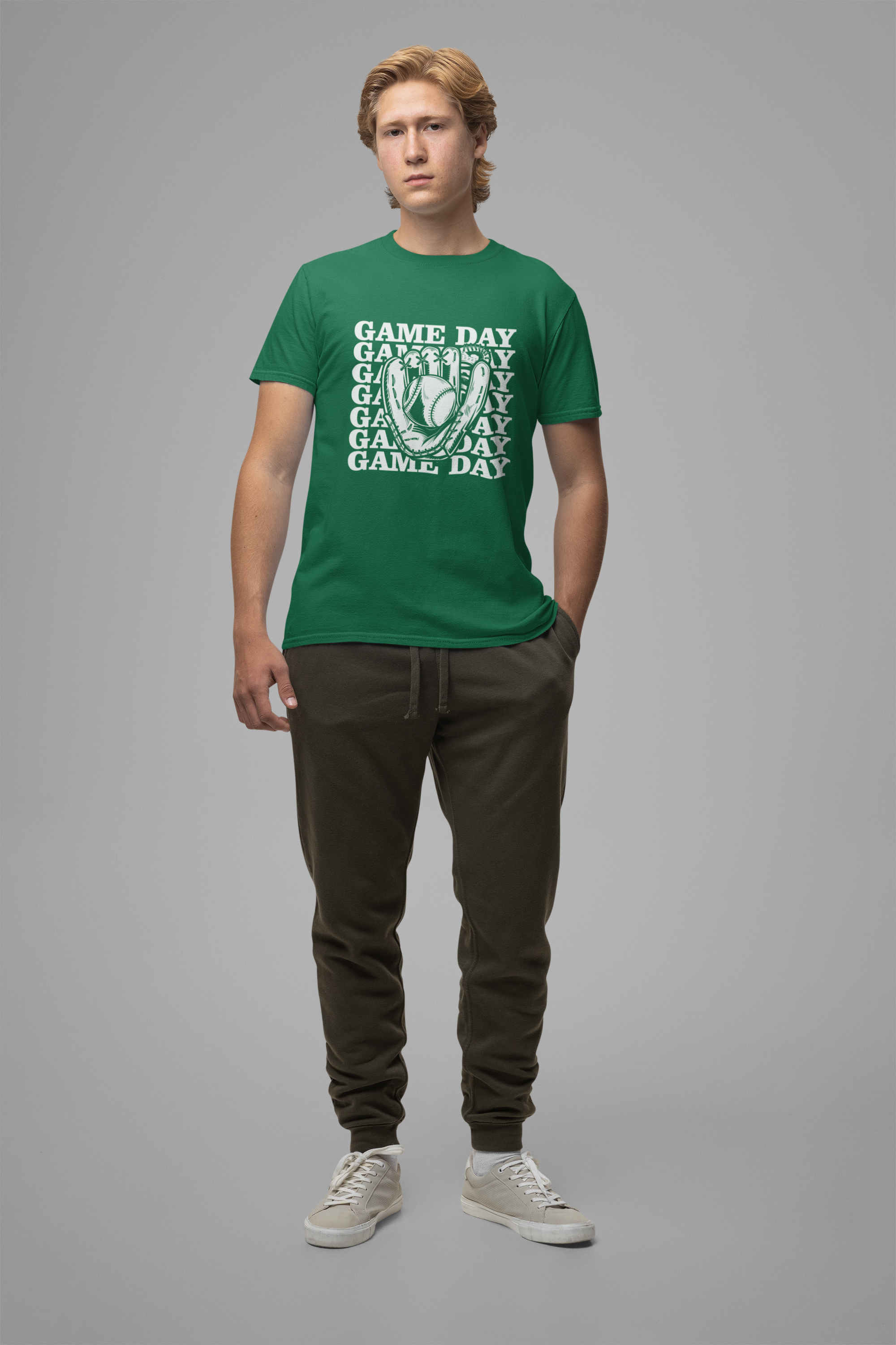 Baseball tshirt - Game Day Baseball Tshirt Baseball Glove and Ball Graphic with Large Game Day Text Background