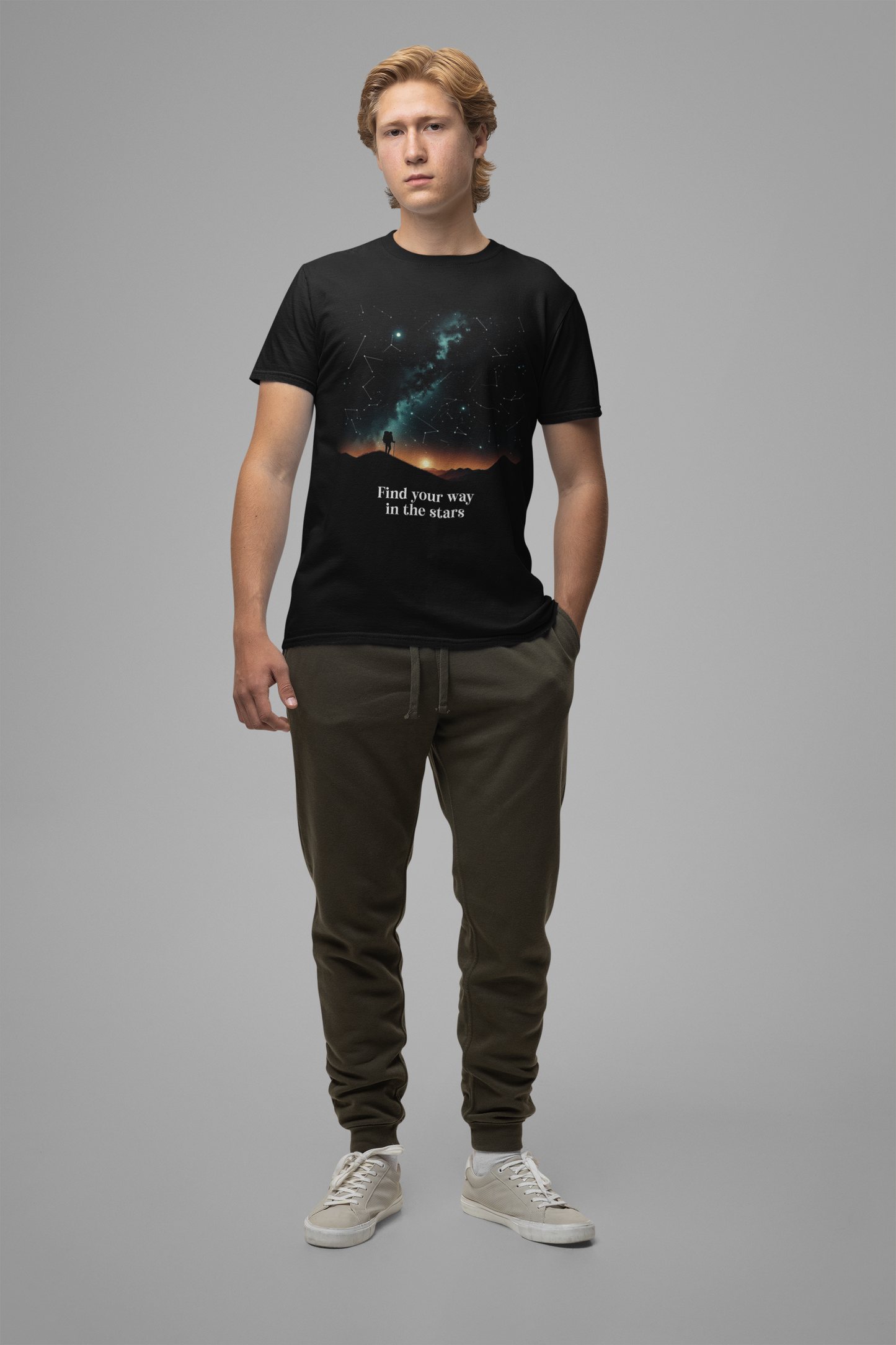 Starry Night Hiker Find Your Way in the Stars T-Shirt