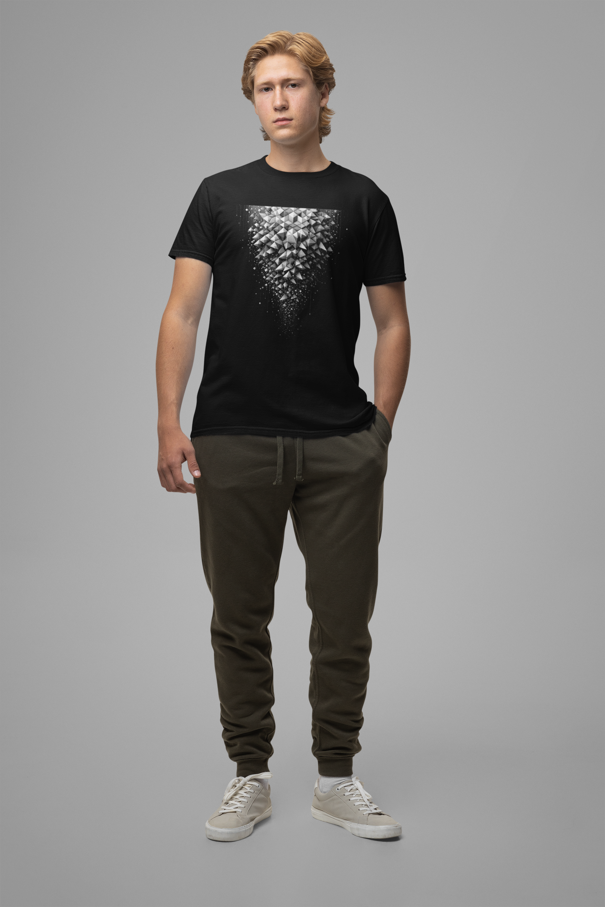 Hexagonal Flow – Falling Hexagon Pattern Graphic T-Shirt