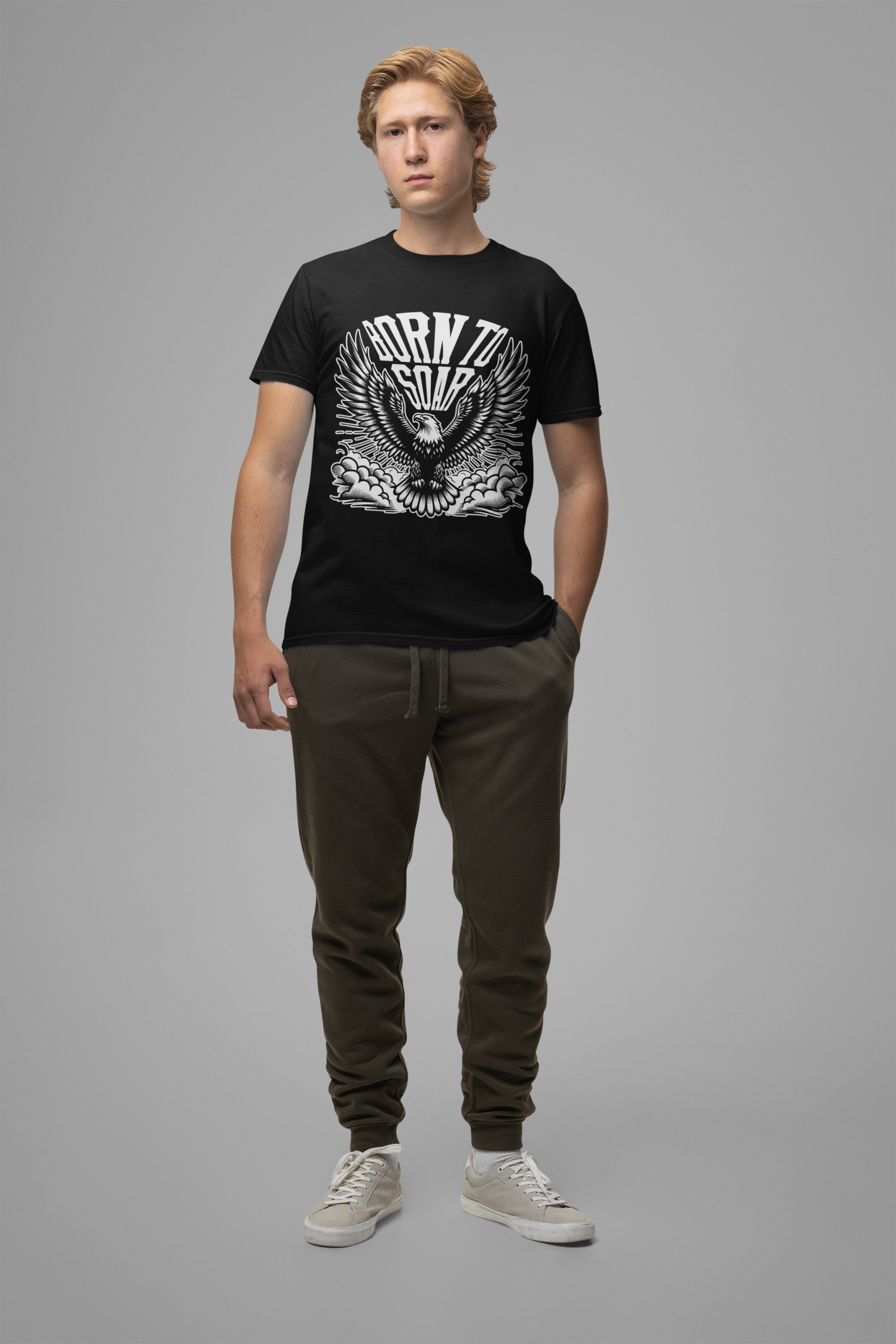 Born to Soar | Eagle with Wide Open Wings Above the Clouds T-Shirt