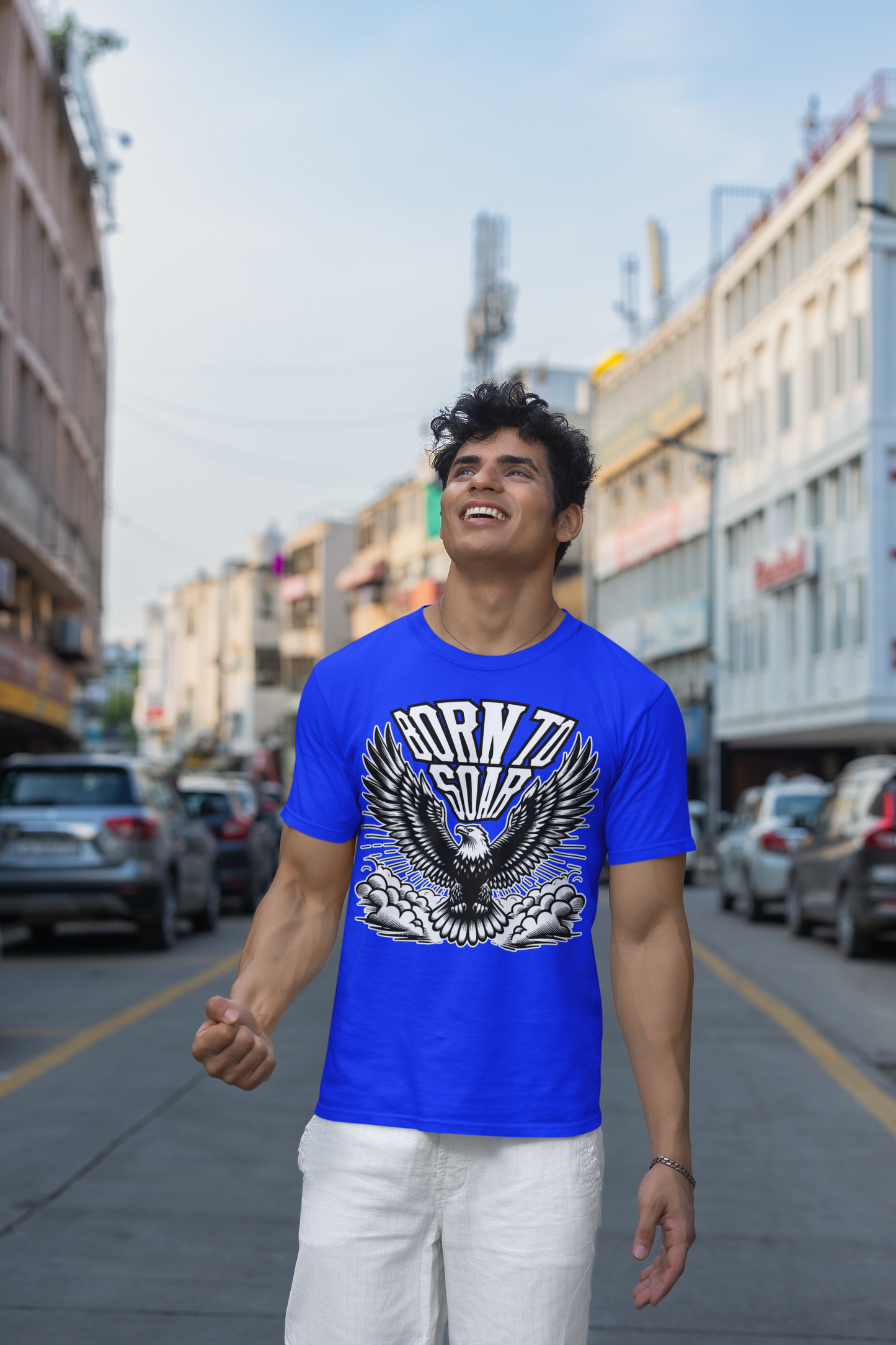 Born to Soar | Eagle with Wide Open Wings Above the Clouds T-Shirt