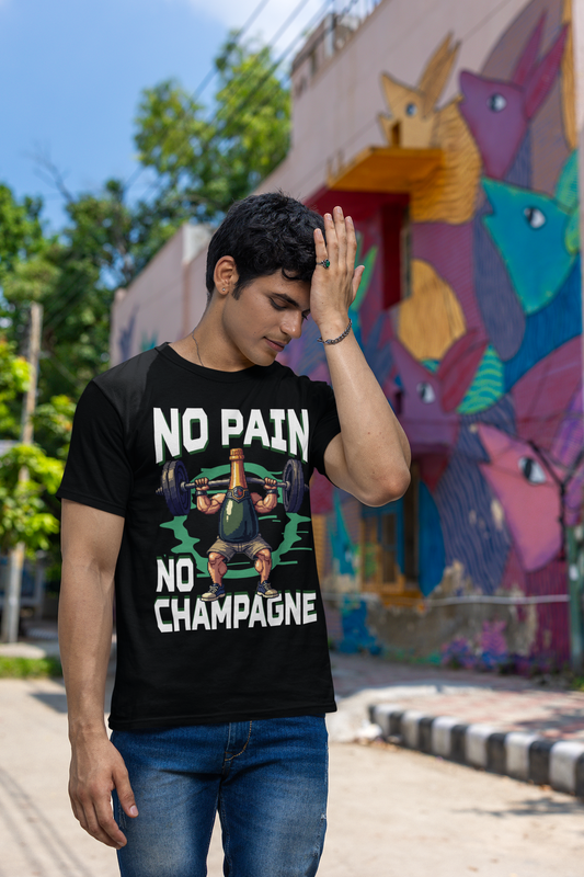 No Pain, No Champagne - Funny Gym & Fitness T-Shirt