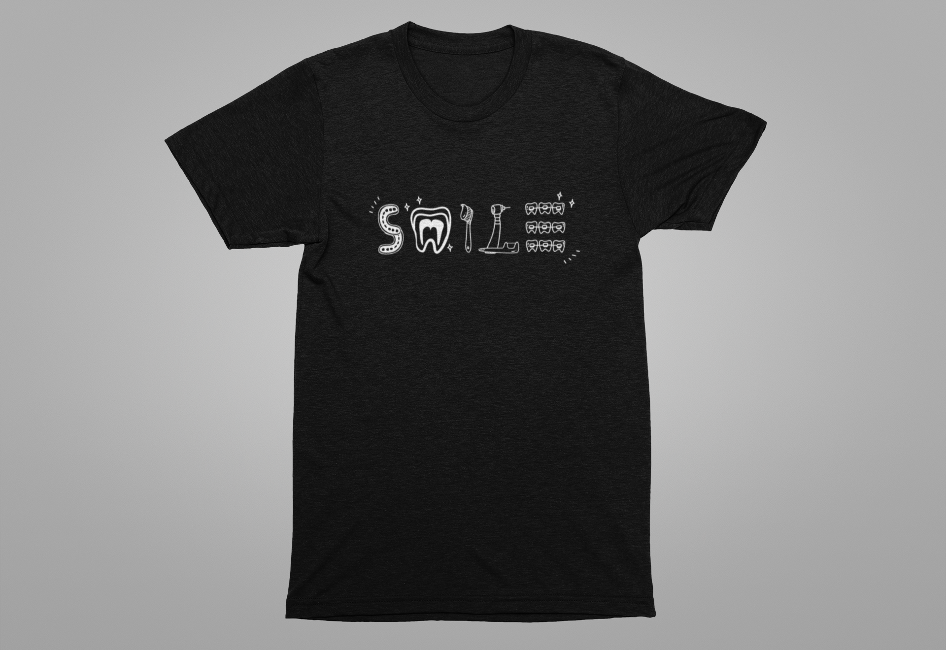 Smile TShirt Dental Cleaning Tools Art Toothbrush Floss Scaler Design
