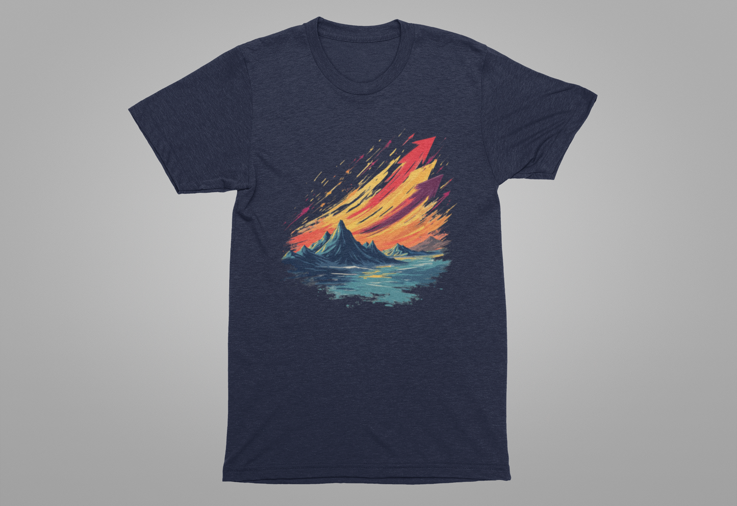 Mountain Sunset Arrows – Vibrant Sky with Upward Arrow Shapes Graphic T-Shirt
