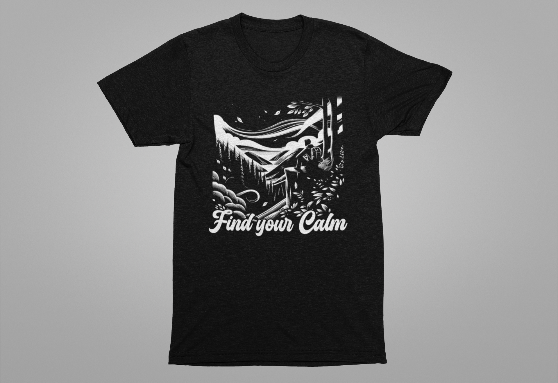 Breathe in the Wild Find Your Calm | Nature Reflection Graphic T-Shirt