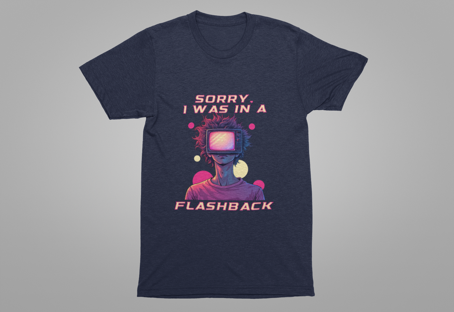 Sorry I Was in a Flashback – Retro TV Head Vintage Aesthetics and Nostalgic Vibes Graphic T-Shirt