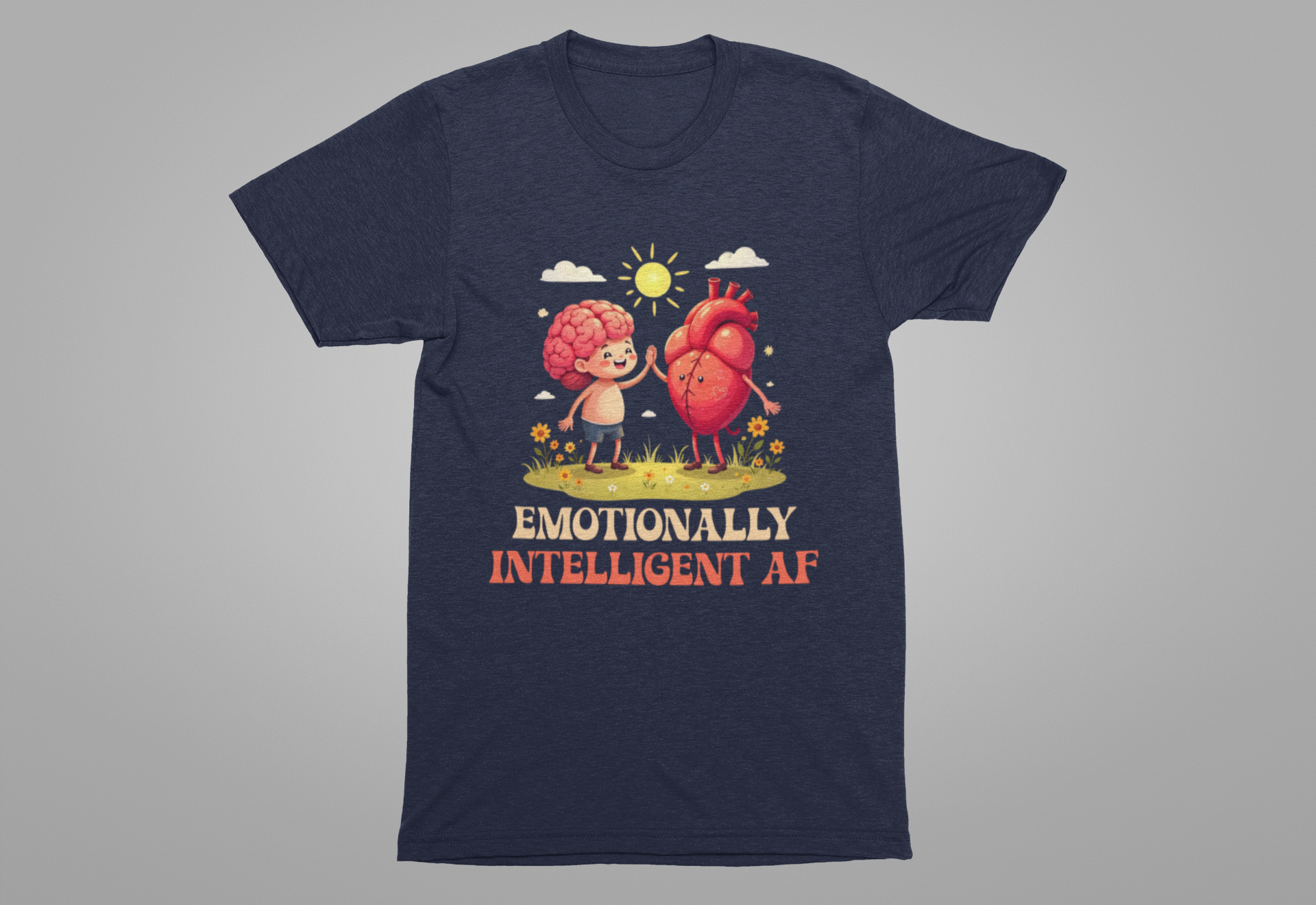 Emotionally Intelligent AF – Brain & Heart Hi-Five Graphic T-Shirt