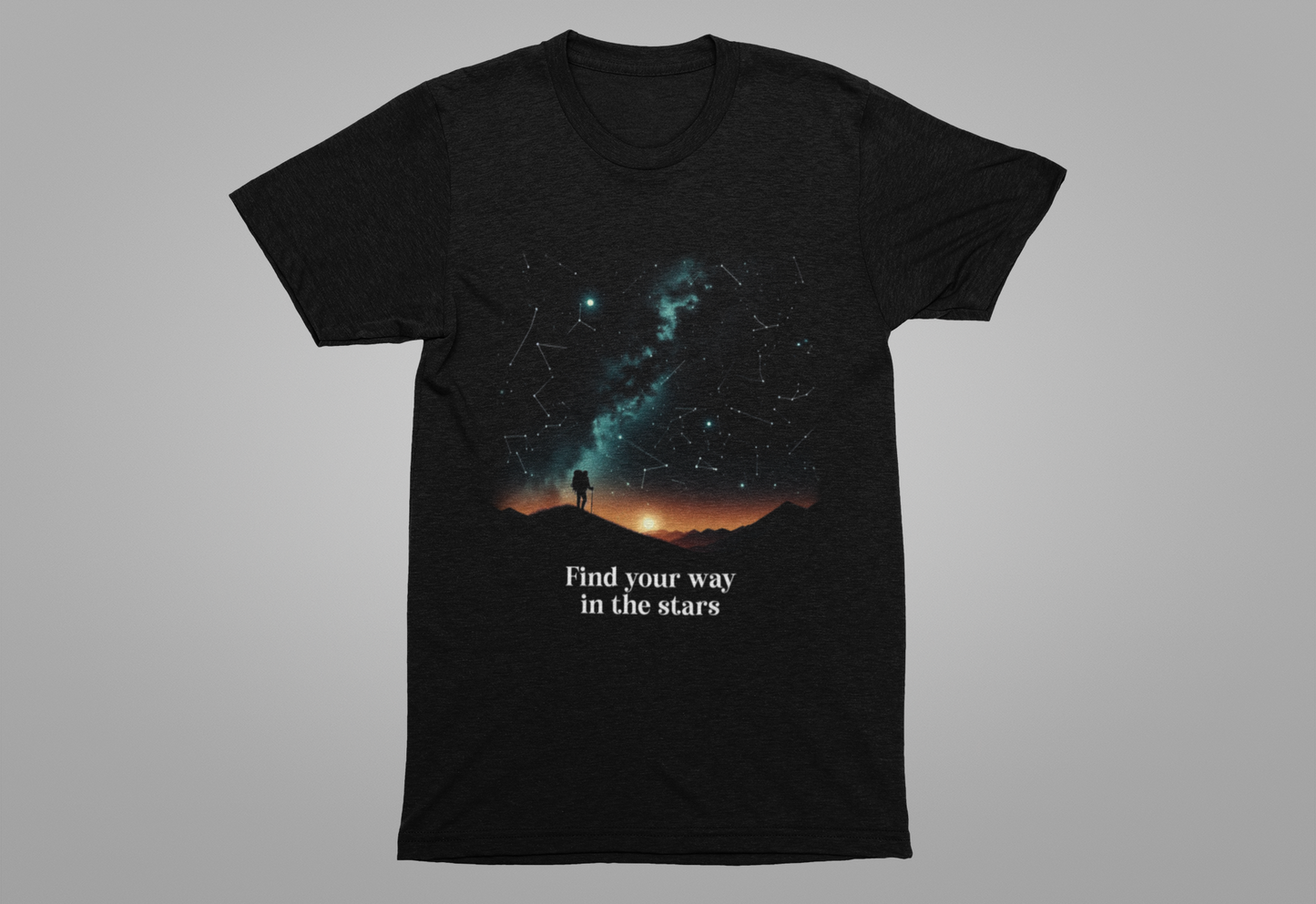Starry Night Hiker Find Your Way in the Stars T-Shirt