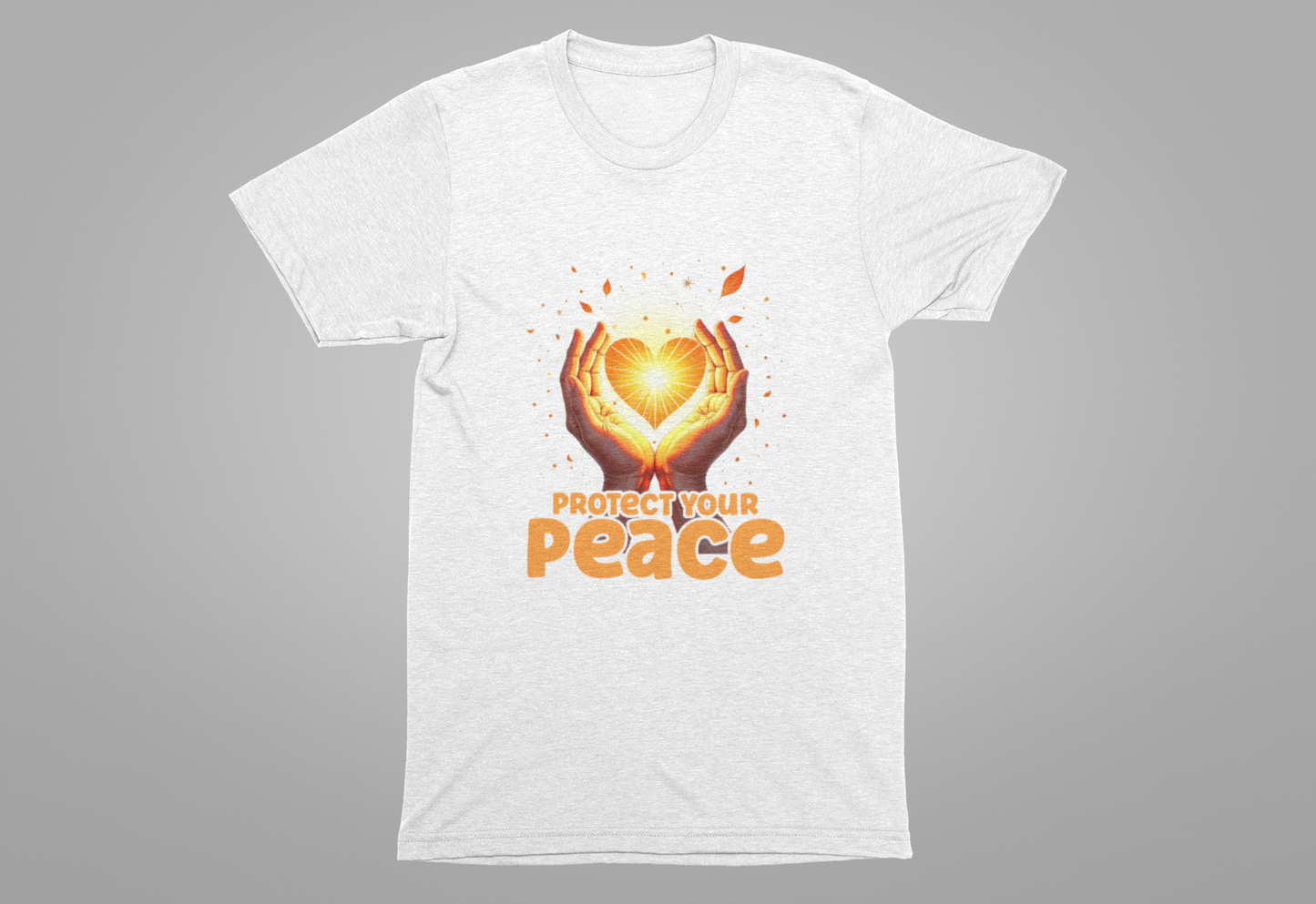 Protect Your Peace – Praying Hands with Heart & Nature Elements Graphic T-Shirt
