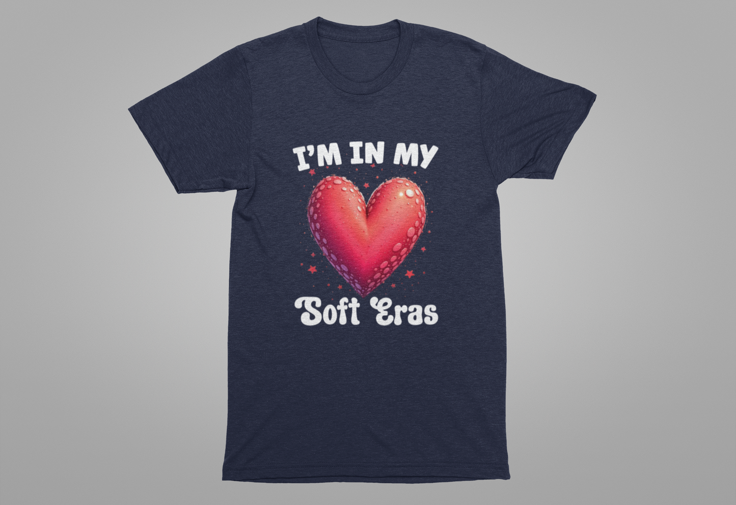 I'm In My Soft Eras – Embossed Red Heart & Star Accents Graphic T-Shirt