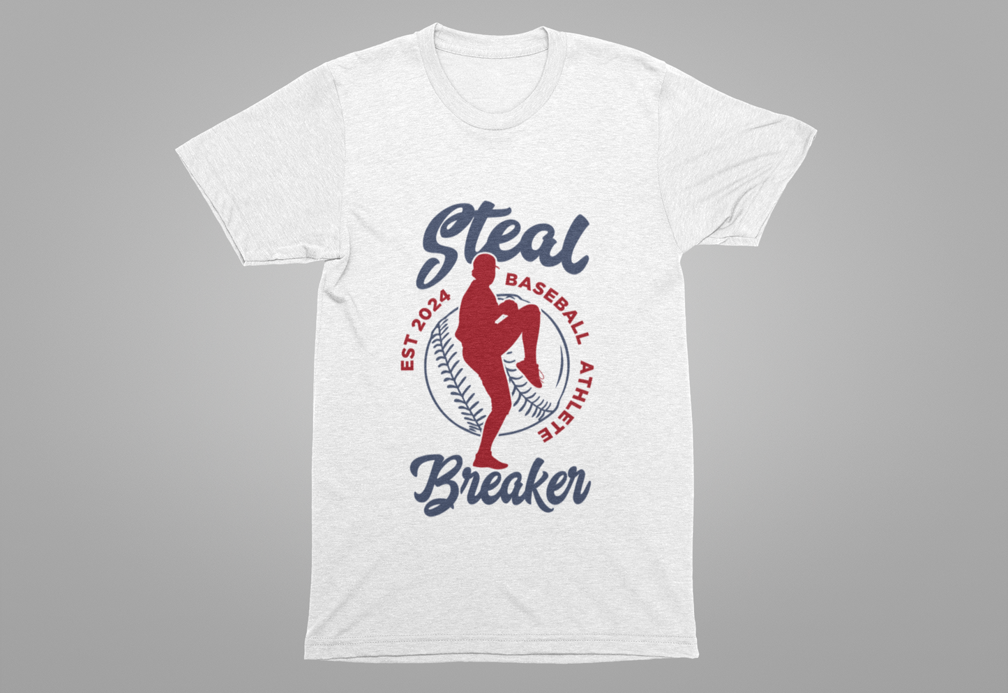 Baseball tshirt - Steal Breaker Tshirt Baseball Player Throwing Ball with Baseball Outline and Text Baseball Athlete