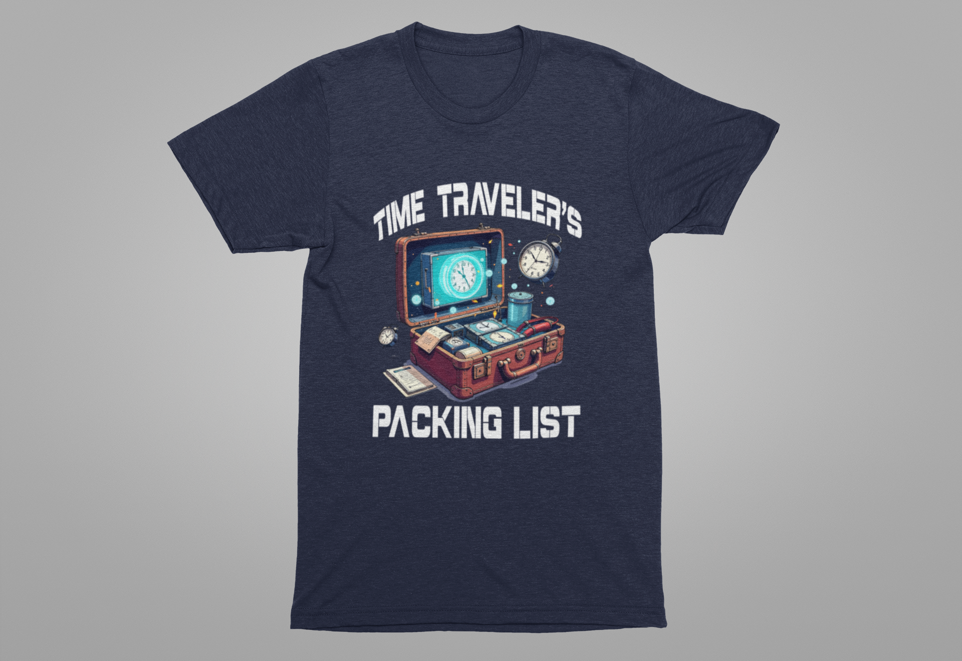 Time Traveler’s Packing List Tee, Sci-Fi Gear Shirt, Future Prep Graphic Tee, Multiverse Essentials Top, Nerd Gift