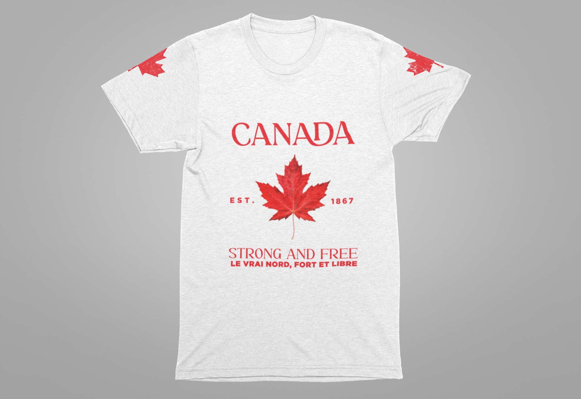 Canada Strong and Free Maple Heritage - Red  Print T-Shirt