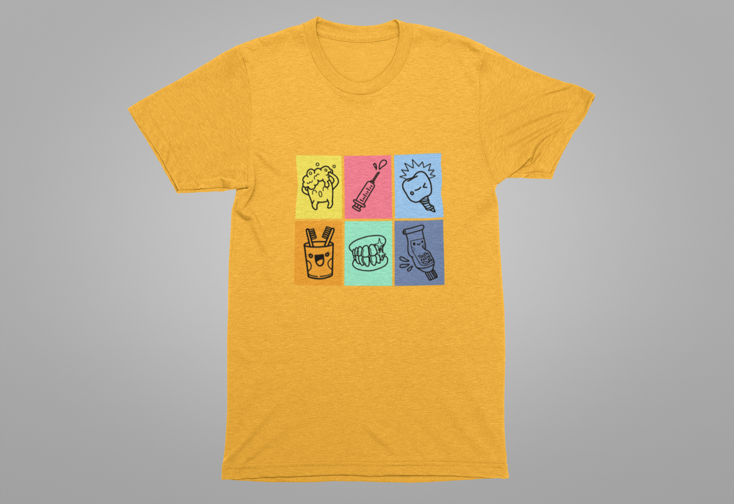Colorful Dental Fun T Shirt Six Box Tooth Bath Syringe Implant Smile Toothpaste
