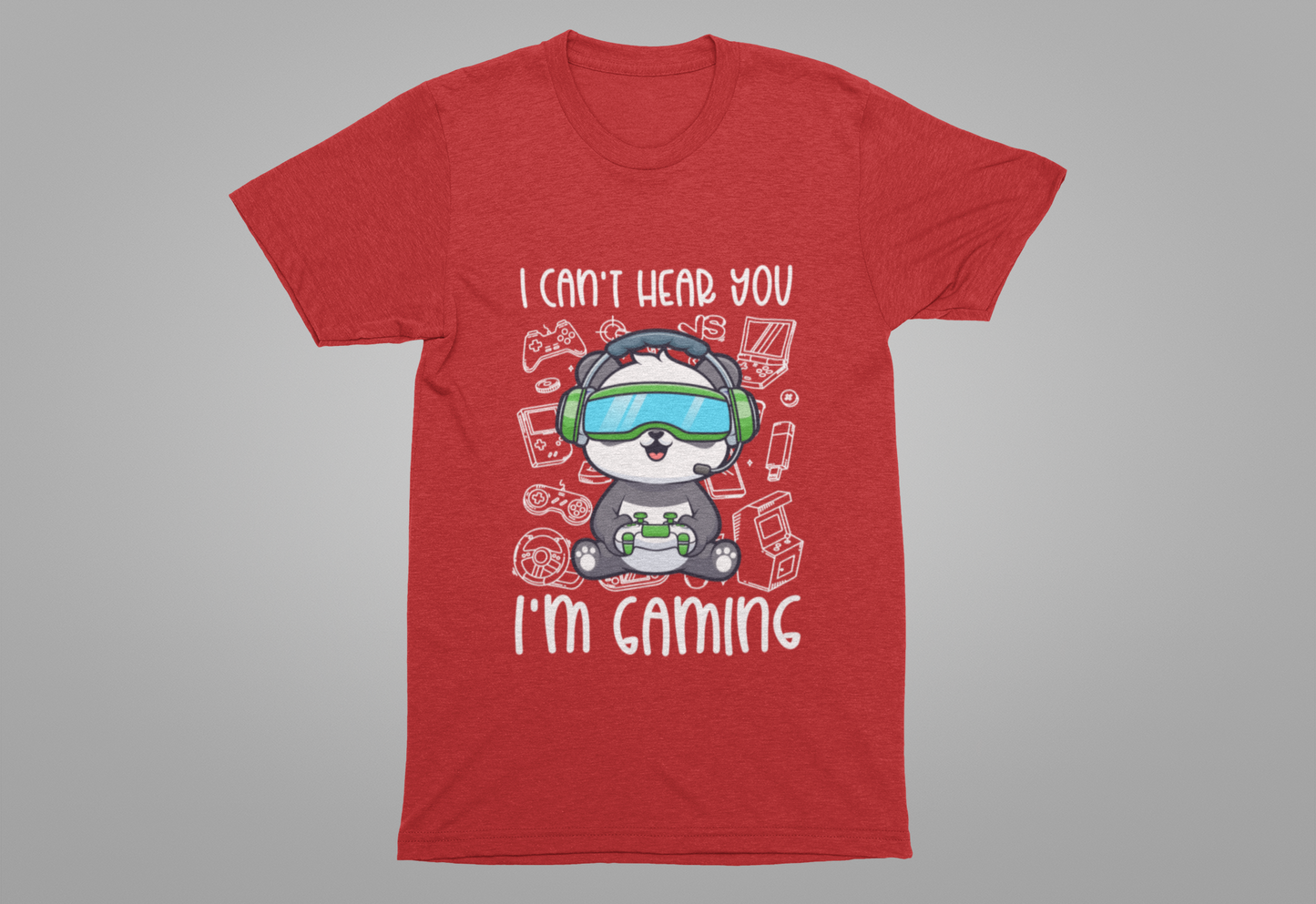 I Can’t Hear You I’m Gaming T-Shirt – Cute Puppy Gamer Headset Graphic Tee