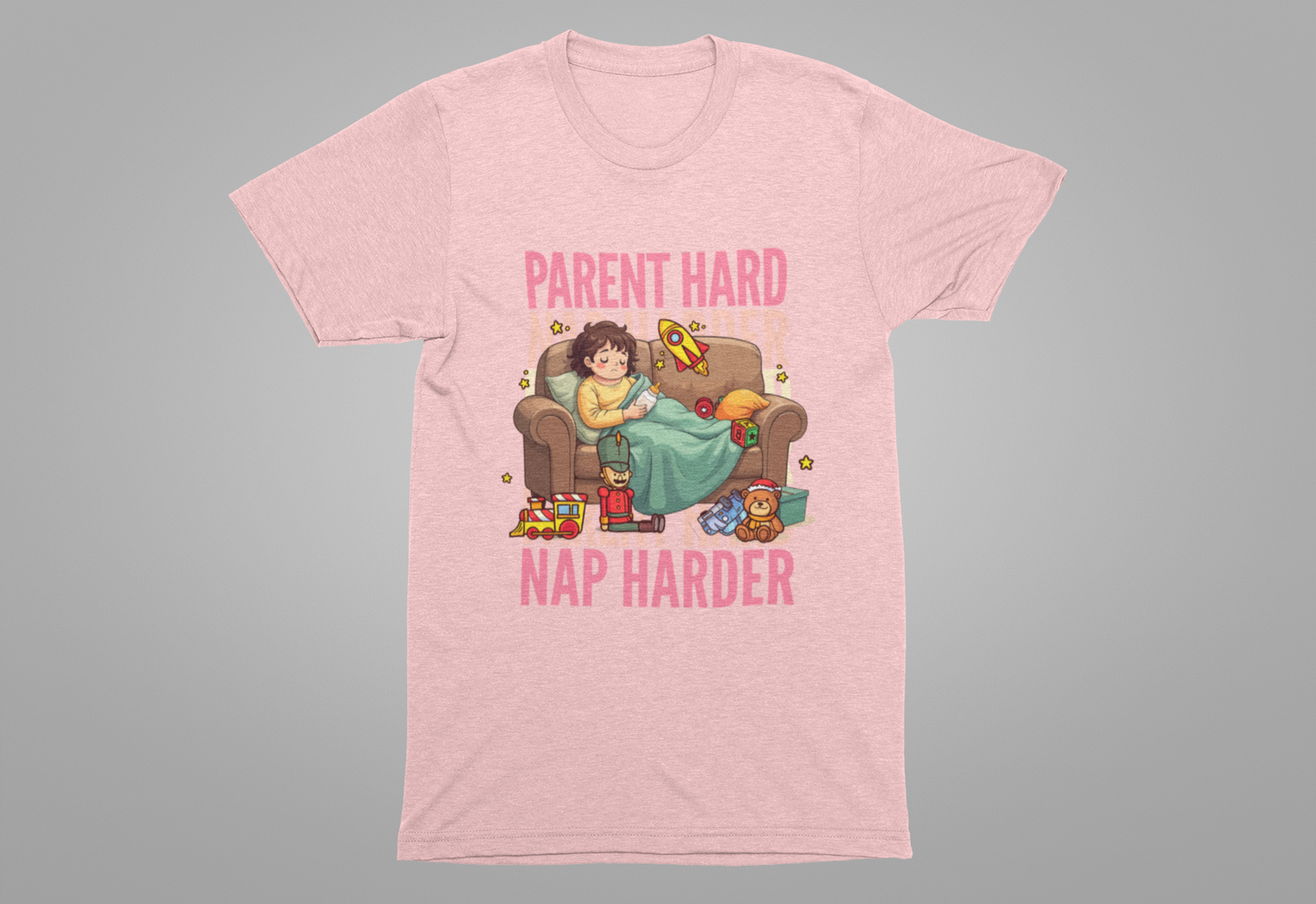 Parent Hard Nap Harder Tee, Funny Parenting Life Shirt, Tired Parent Graphic Tee, Sleepless Caregiver Top, Family Survival Gift