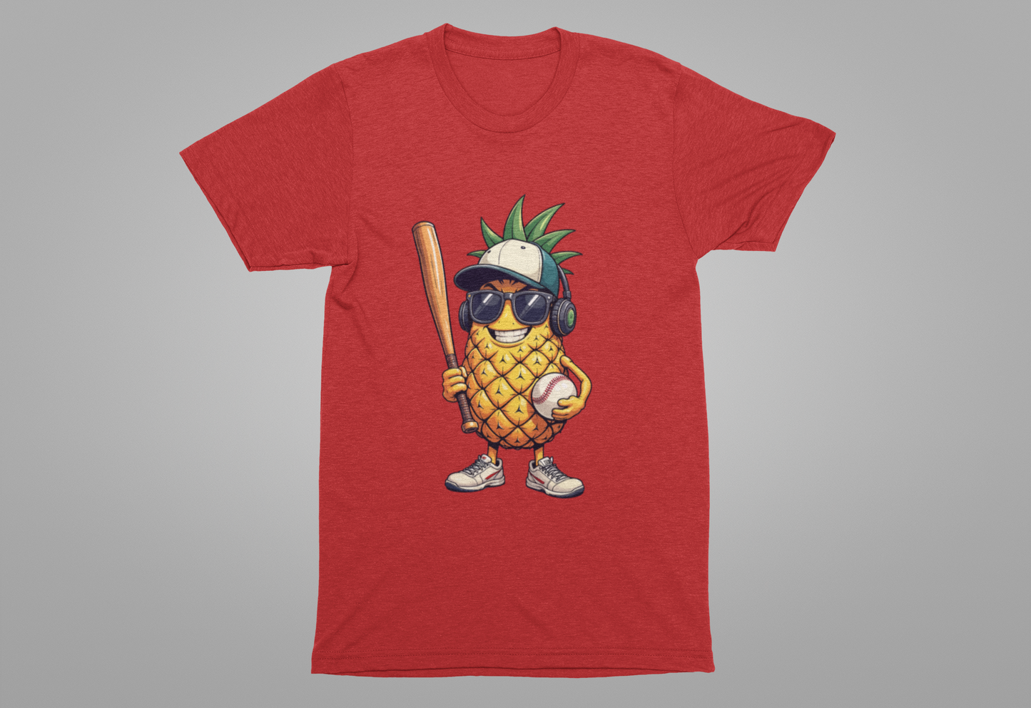 Pineapple Baseball Aggressive Mascot Tshirt Cool Fruit Sports Character