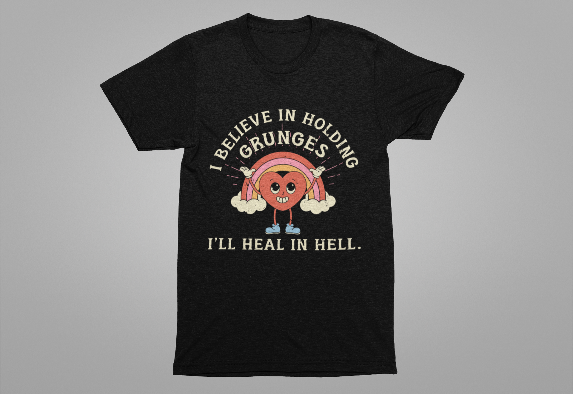 Worried Heart Rainbow T-Shirt – Bold Emotional Graphic Humor Tee