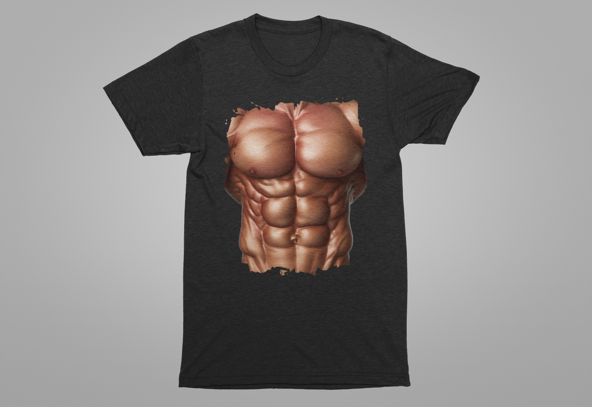 Chest Six Pack Abs Shirt, Muscles Bodybuilder Tee, Printed Gym T Shirt, Fitness Buff Costume Apparel, Fake Abs Funny Graphic Top