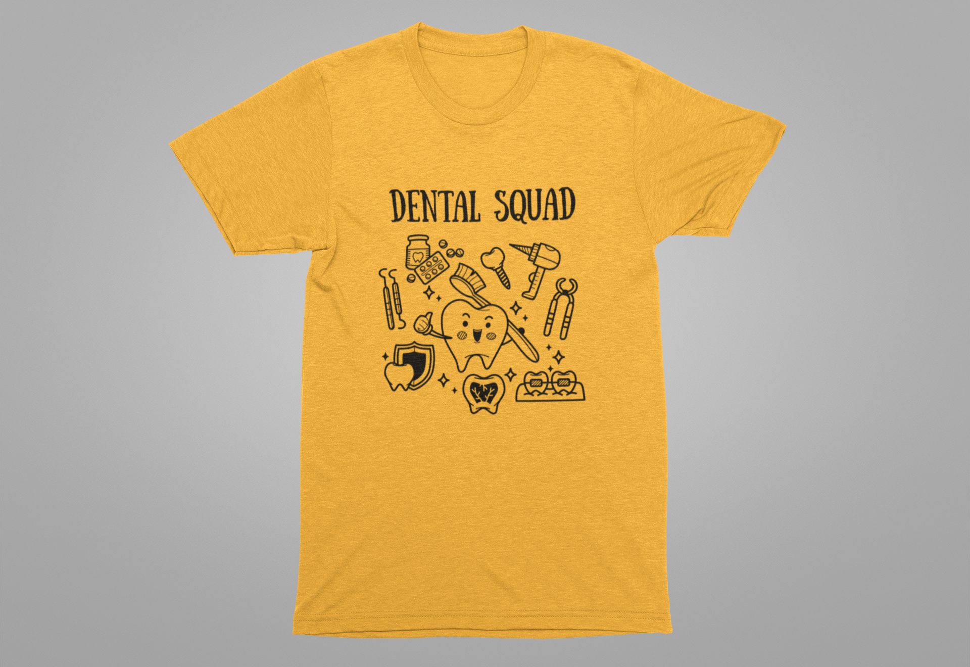 Dental Squad T Shirt Tooth Centered with Dental Tools and Brush