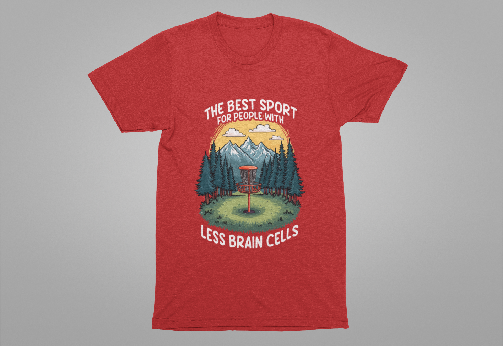 Best Sport for People with Less Brain Cells Tshirt – Funny Disc Golf Mountain Scene