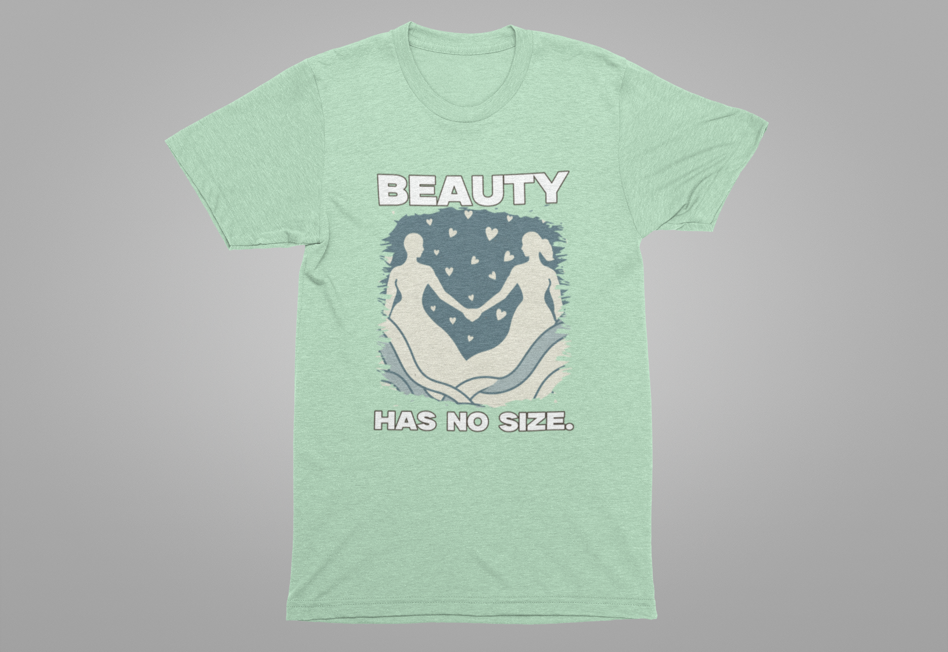 Beauty Has No Size – Inclusive Hands Holding with Heart Emotions Graphic T-Shirt
