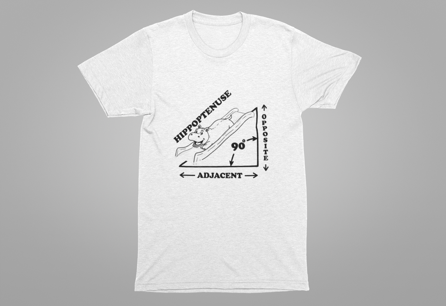 Math Joke Shirt – Hippopotenuse Hippo Right Triangle Graphic