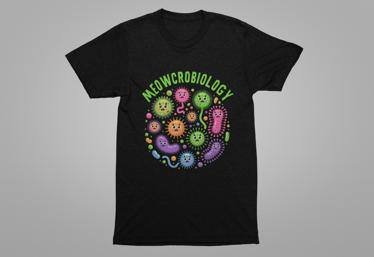 Science Biology Meowcrobiology Tshirt – Cat-Faced Microorganisms Science Pun