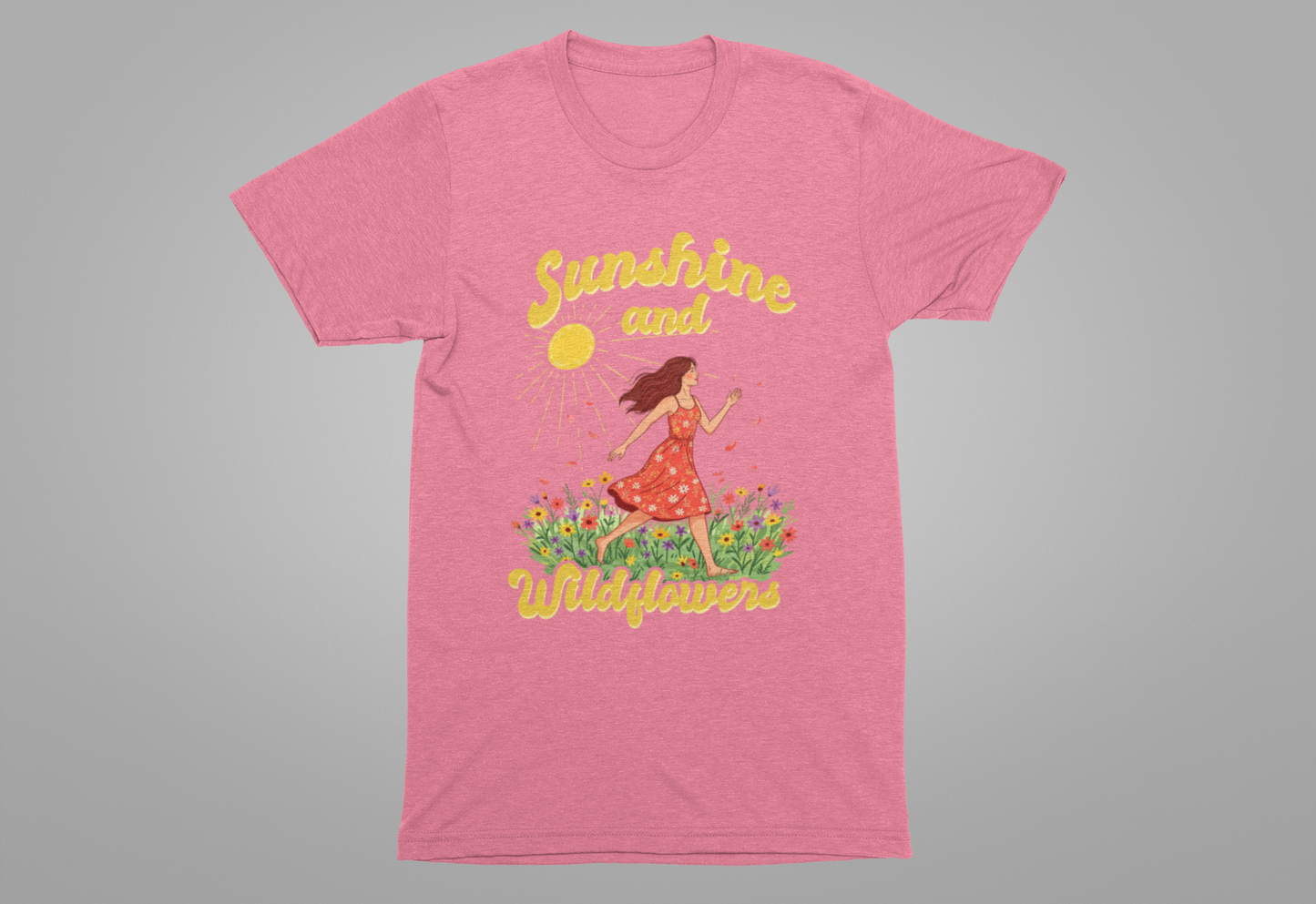 Sunshine and Wildflowers Tee, Nature Mood Shirt, Earth Lover Top, Boho Bloom Graphic Tee, Spring Sunshine Gift Shirt