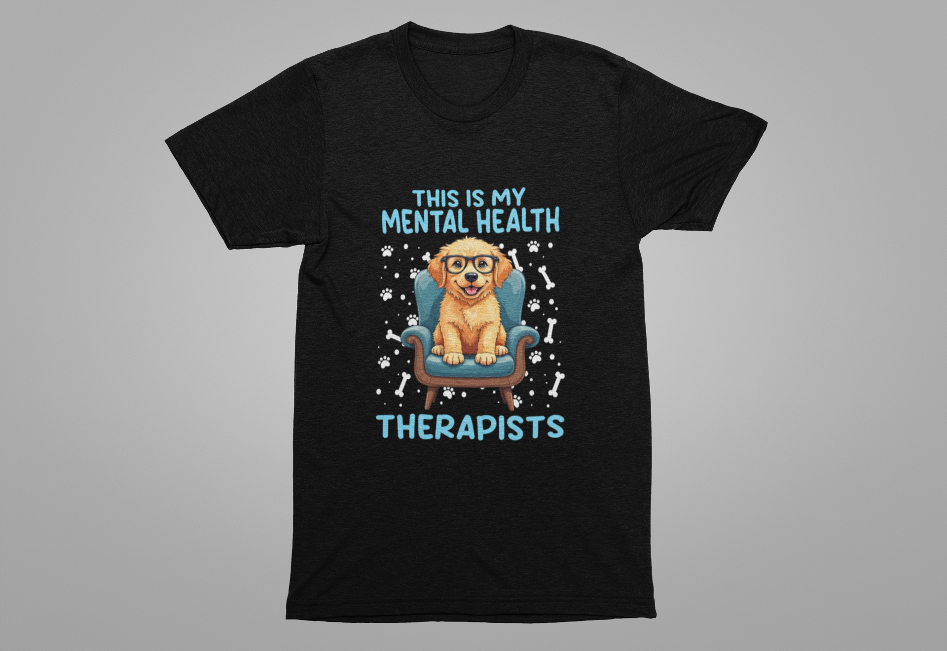 This Is My Mental Health Therapist T-Shirt – Cute Dog on Chair Graphic