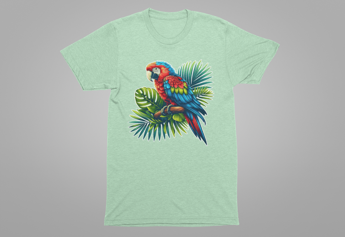 Colorful Macaw Parrot perched gracefully on Lush Green Branch Graphic T-Shirt