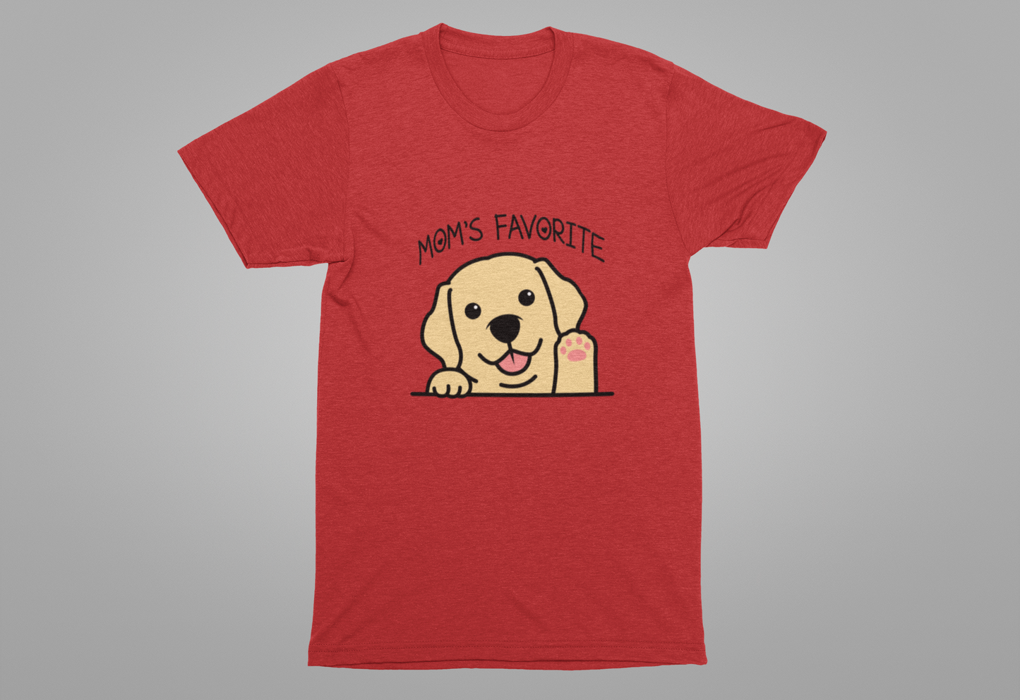 Moms Favorite Dog Waving Paw Tshirt Cute Happy Canine Design