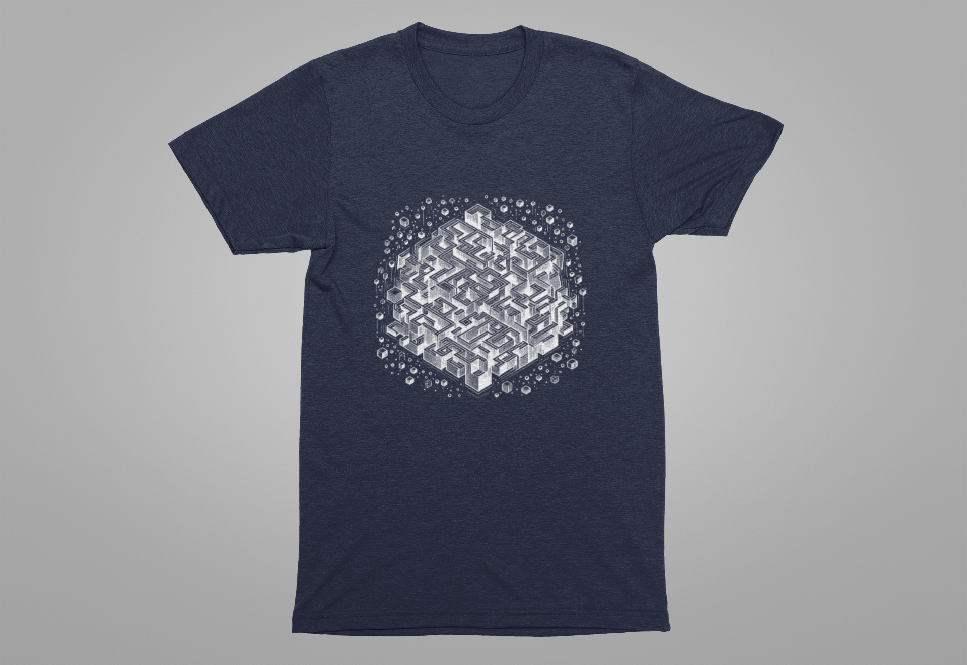Cube Cascade – Cubic Maze with Floating Cubes Graphic T-Shirt