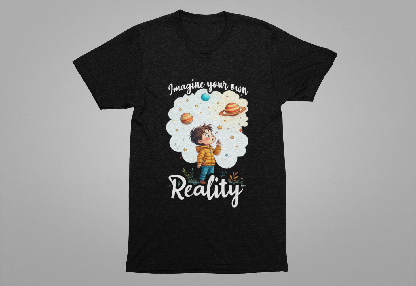 Digital Daydream - Imagine Your Own Reality – Toddler Dreaming Up Colorful Space Planets & Stars T-Shirt