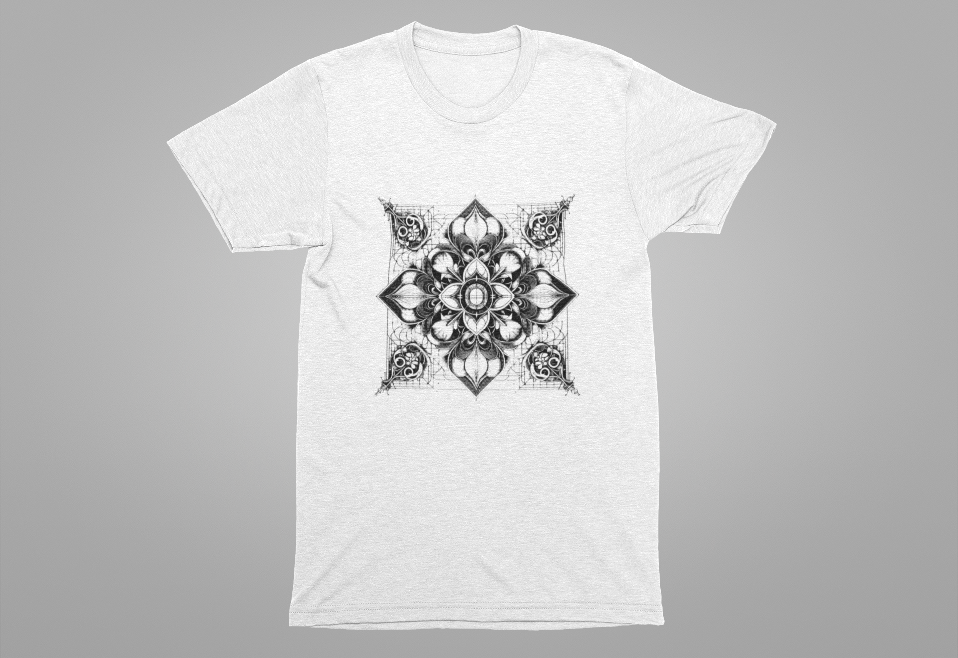 Monochrome Symmetry – Minimalist Geometric Pattern Graphic T-Shirt