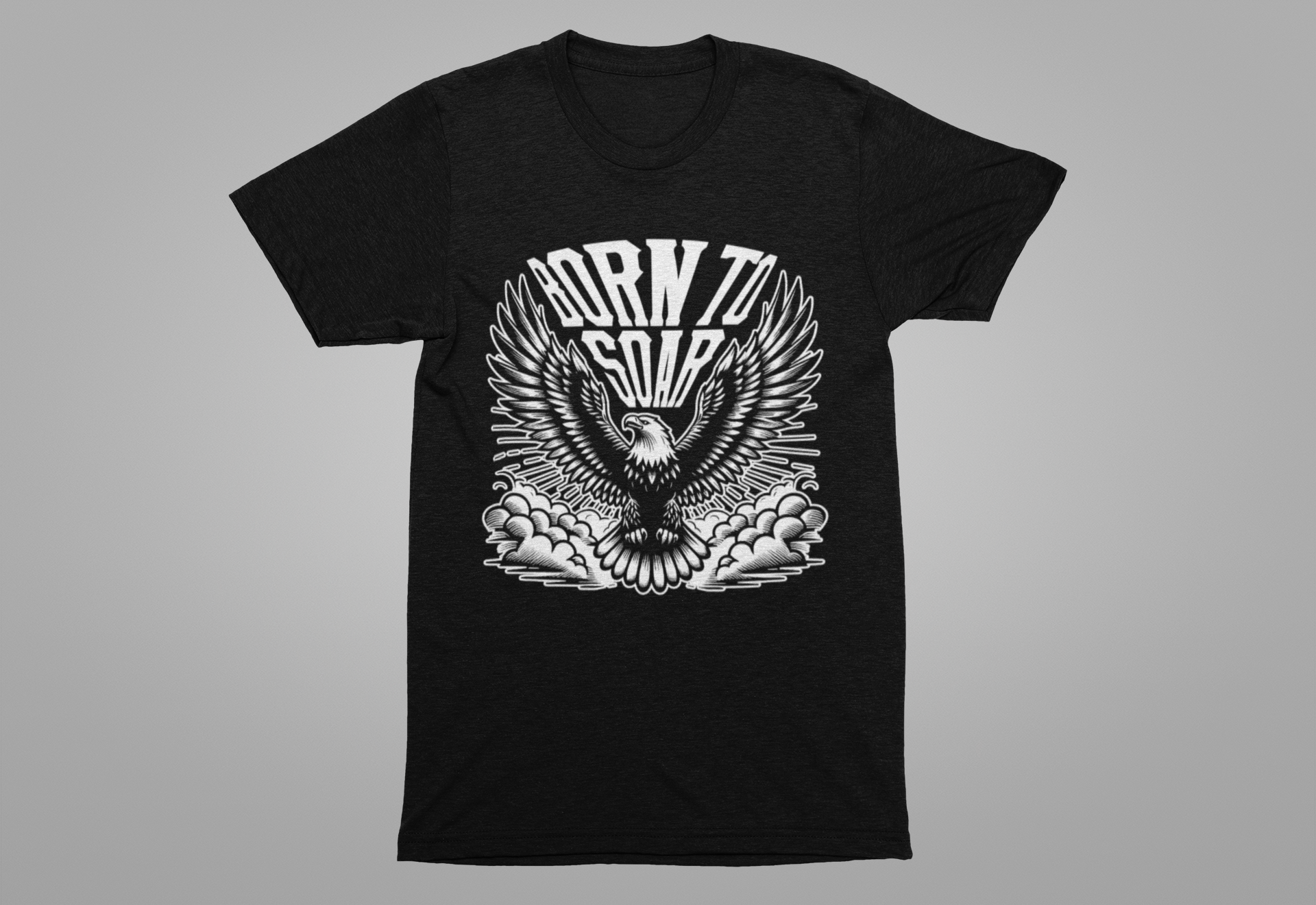 Born to Soar | Eagle with Wide Open Wings Above the Clouds T-Shirt