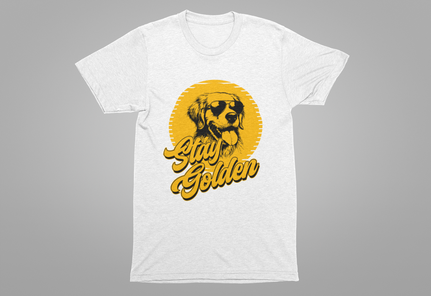 Stay Golden T-Shirt – Cool Golden Retriever with Sunglasses Graphic Tee