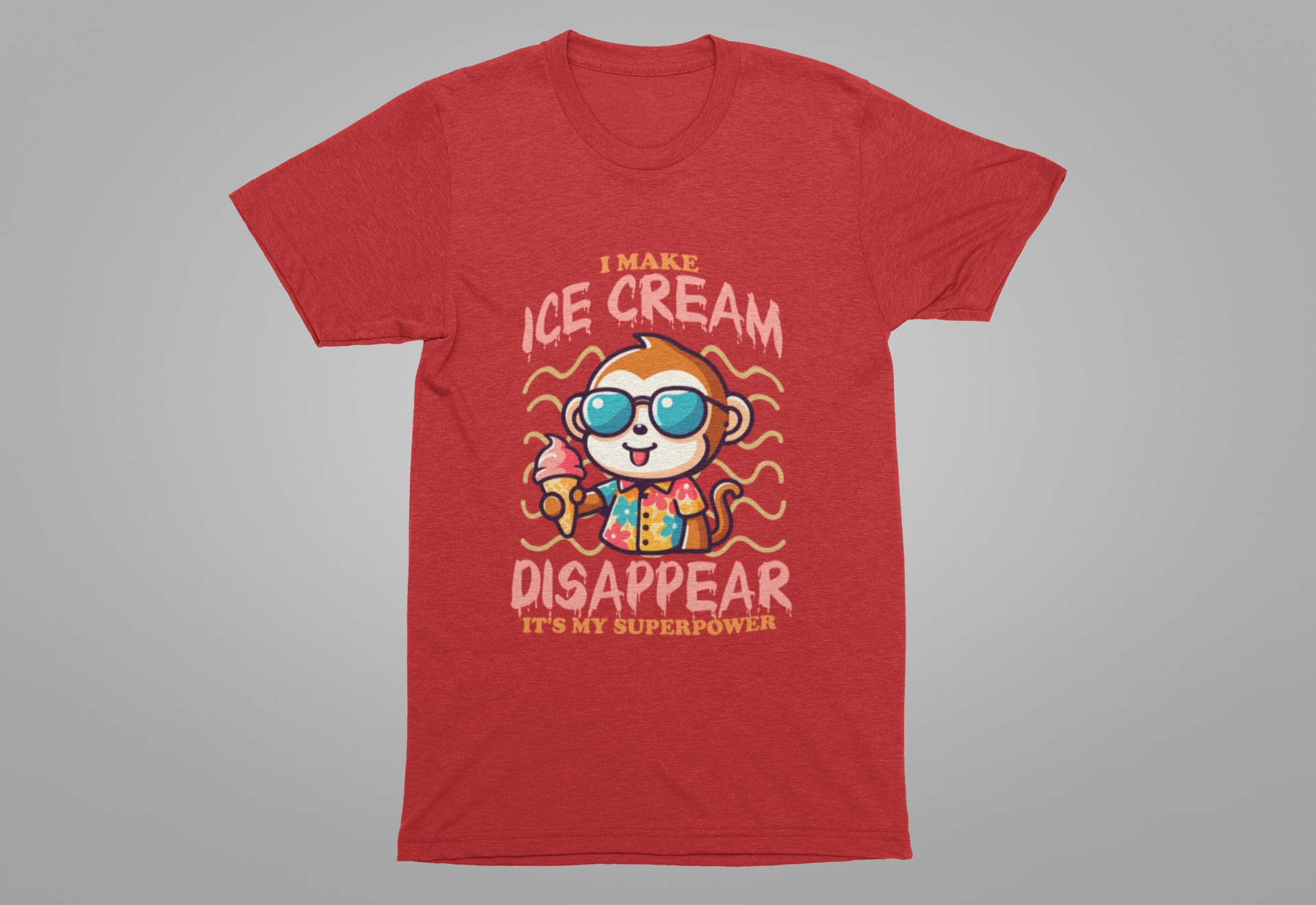 I Make Ice Cream Disappear T-Shirt – Cool Monkey With Sunglasses And Ice Cream Cone Funny Graphic Tee