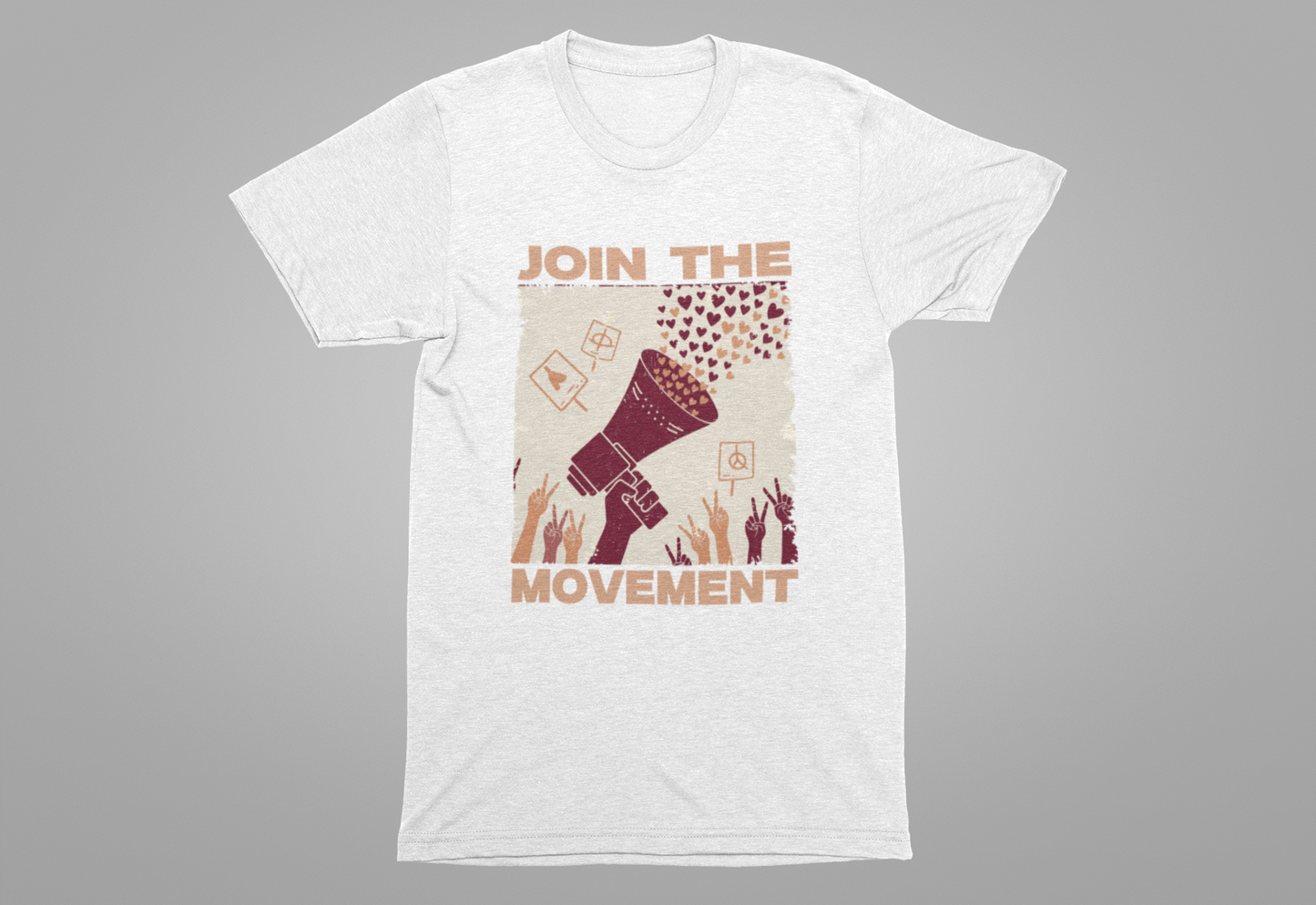 Join the Movement – Empowerment Speaker and Victory Hands Graphic T-Shirt