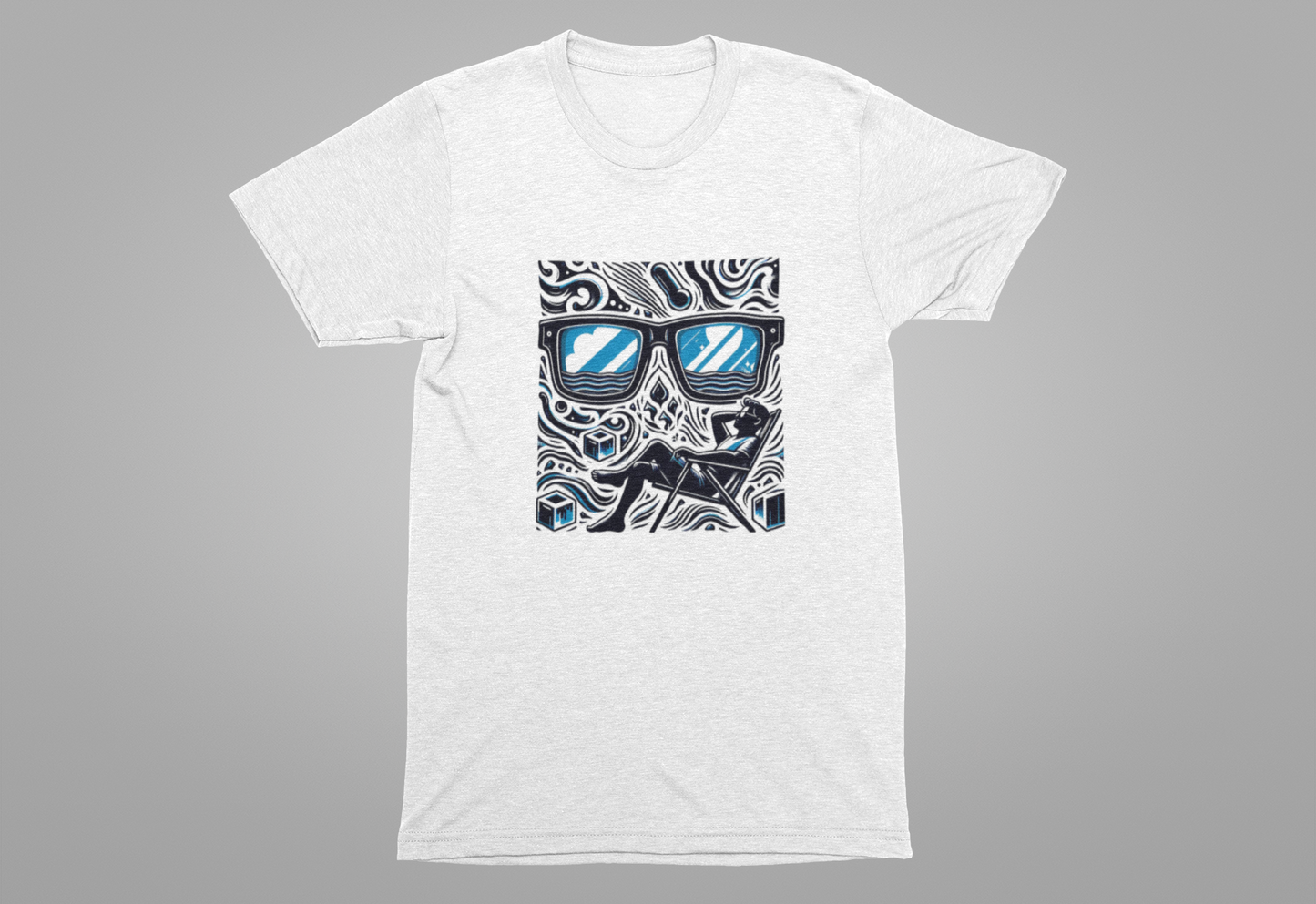 Abstract Relaxation | Man in Chair with Sunglasses Graphic T-Shirt