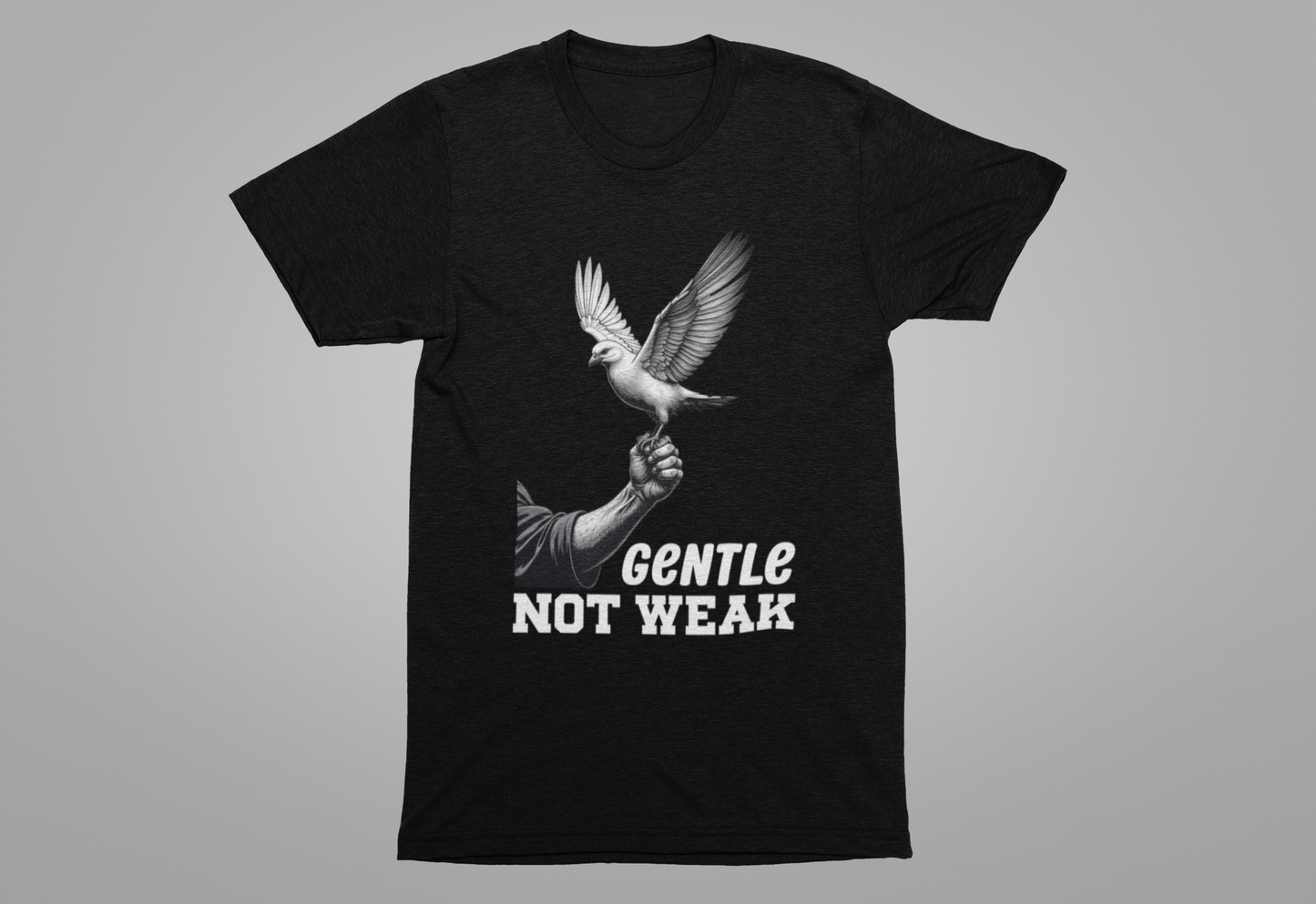 Gentle Not Weak T-Shirt – Dove and Hand Motivational Graphic Tee