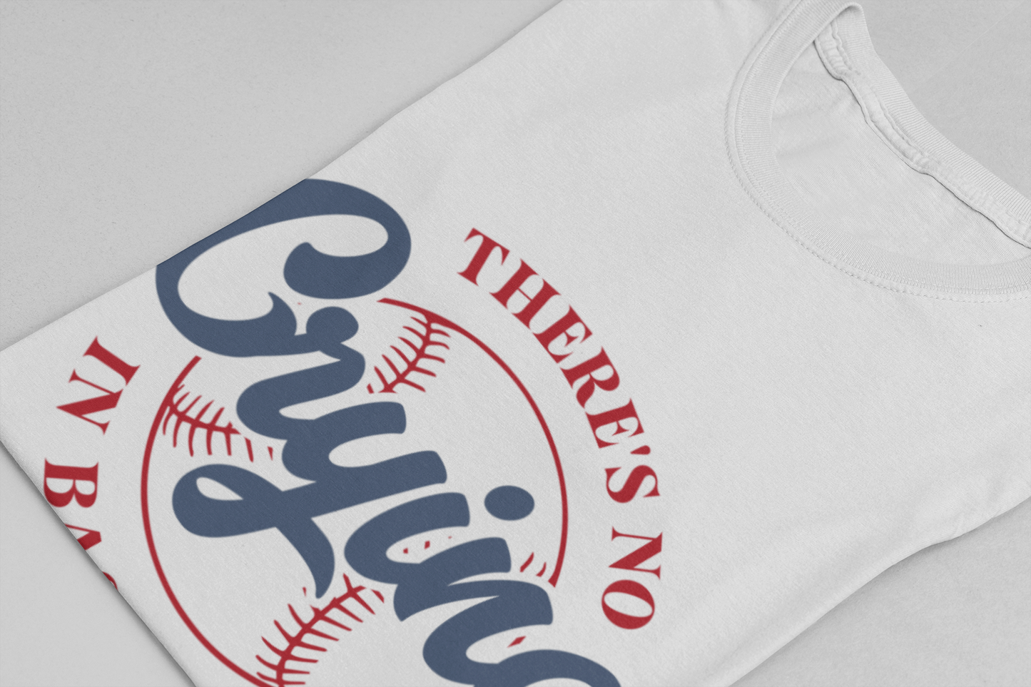 Baseball tshirt -Theres No Crying In Baseball Tshirt Large Baseball Outline with Crying Text Humor