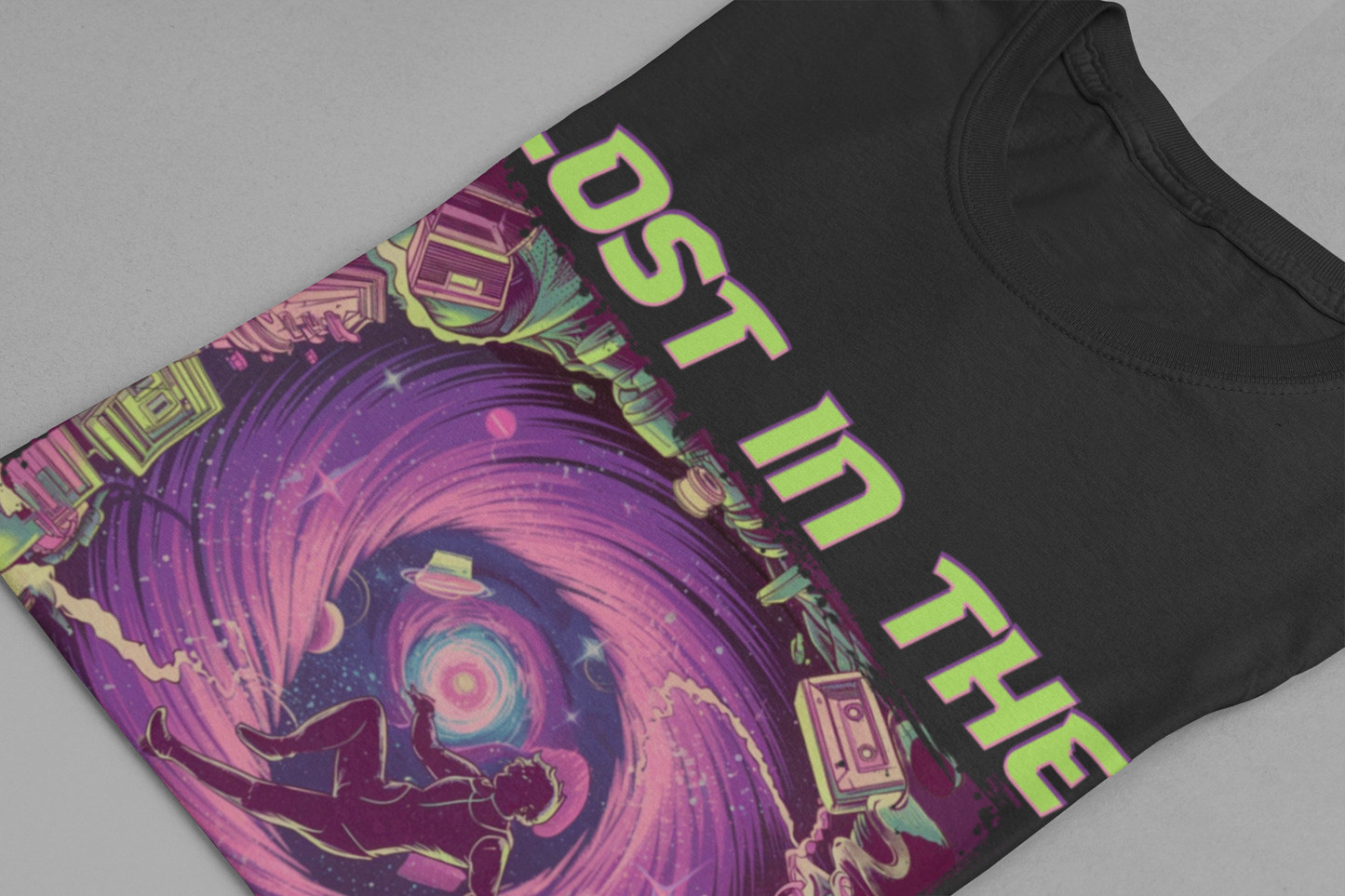 Lost in the Space Time Psychedelic Galaxy Spiral T-Shirt