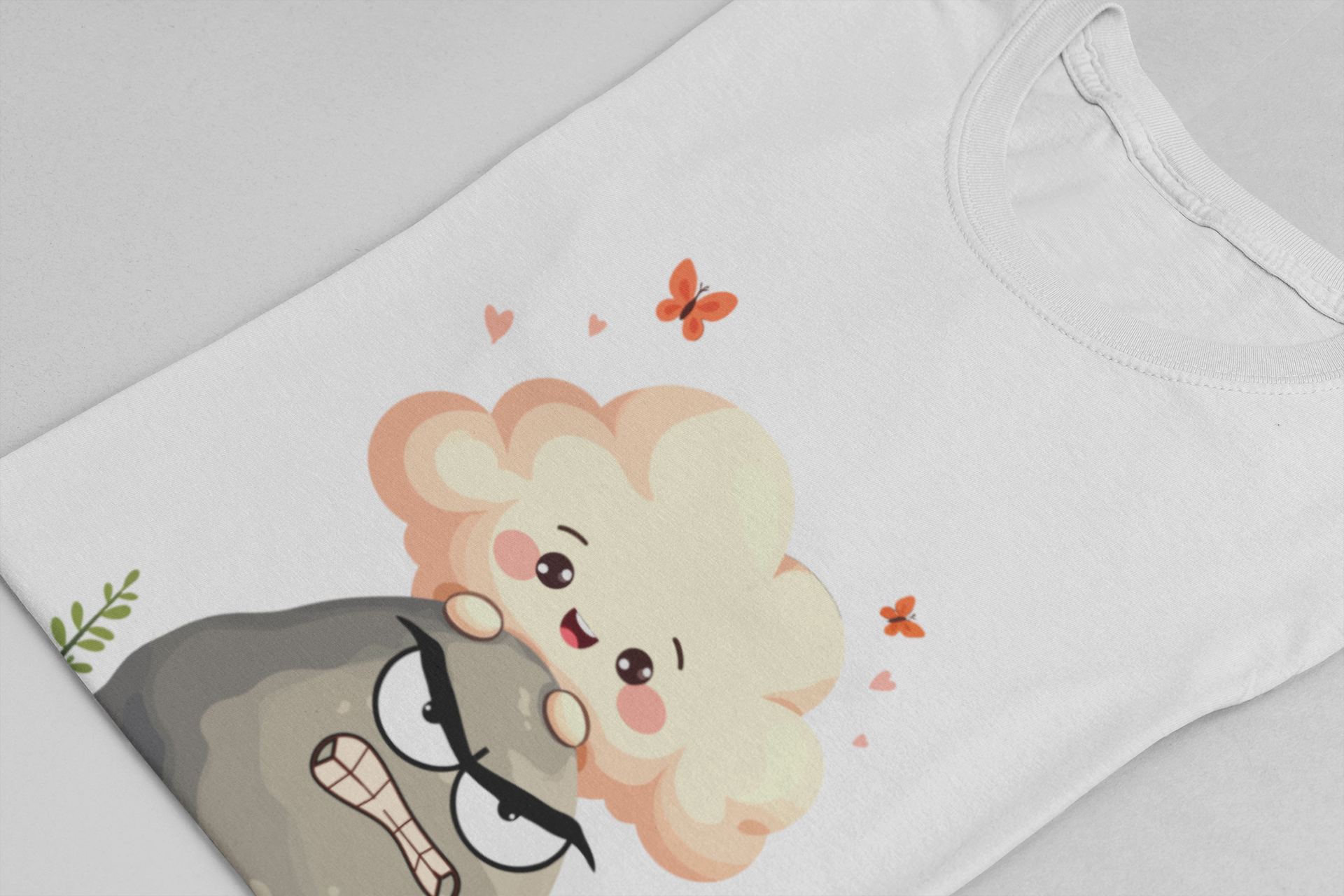 Soft but Solid - Smiling Cloud vs. Angry Rock – Playful Nature Face-Off Graphic T-Shirt