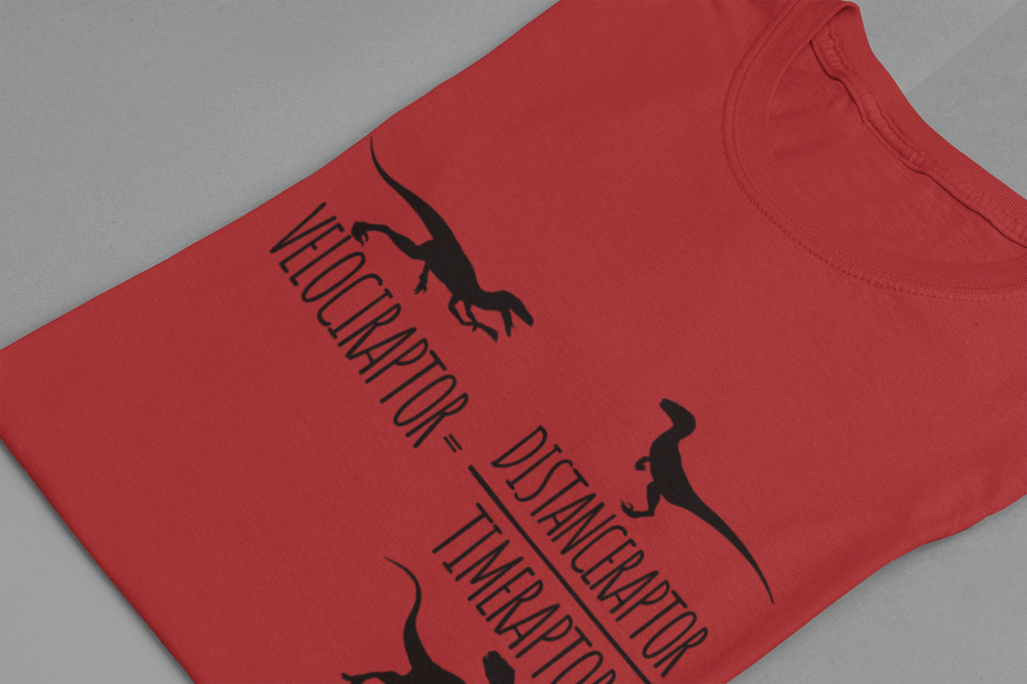 Dinosaur Math Joke Tee – Velociraptor = Distanceraptor / Timeraptor