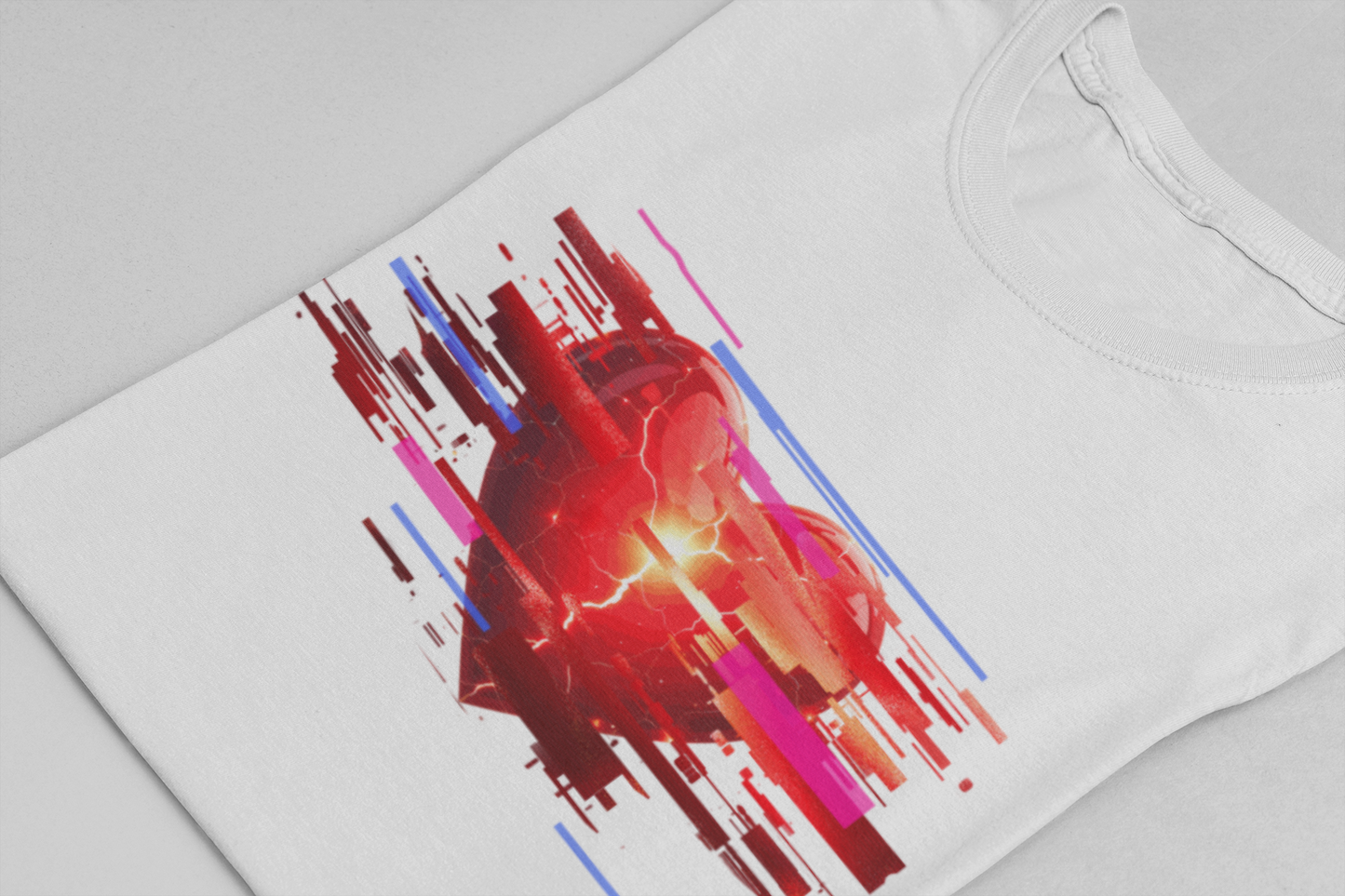 Glitch Heart – Modern Art Heart with Color Patch Rectangles Graphic T-Shirt